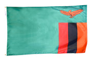 Zambia Flag 4x6 ft. Nylon SolarGuard Nyl-Glo 100% Made in USA to Official United Nations Design Specifications.