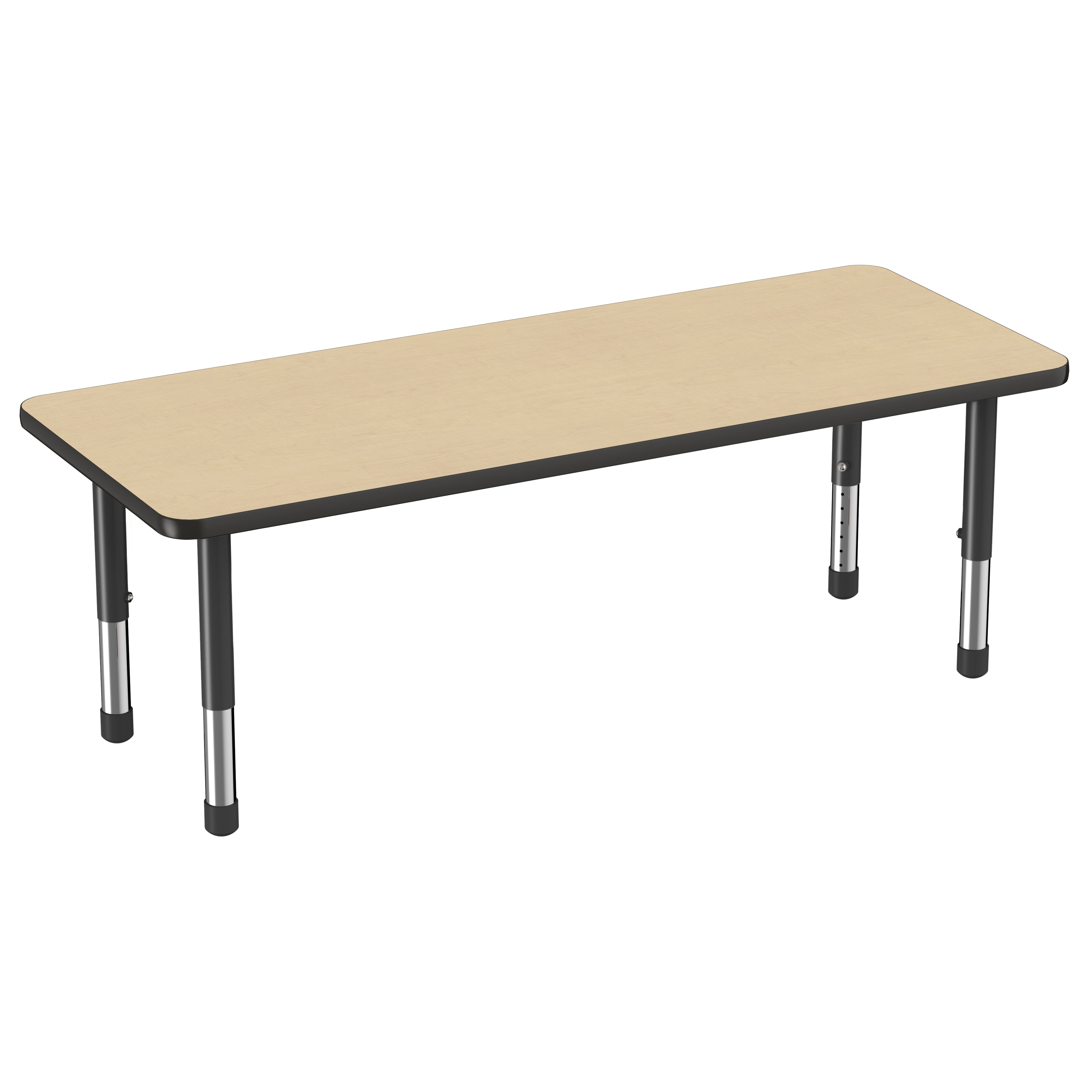 24" x 60" Rectangle Thermofused Activity Table with Adjustable Chunky Legs - Maple/Black