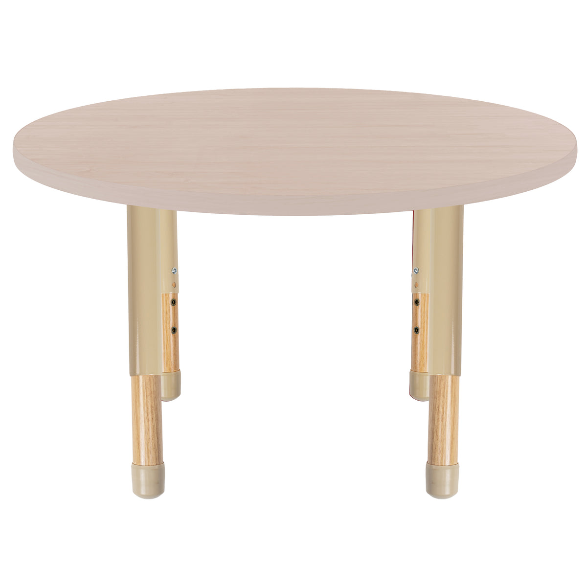 36" x 36" Round Thermofused Activity Table with Adjustable Chunky Wood Legs - Asian Sand/Sand/Natural