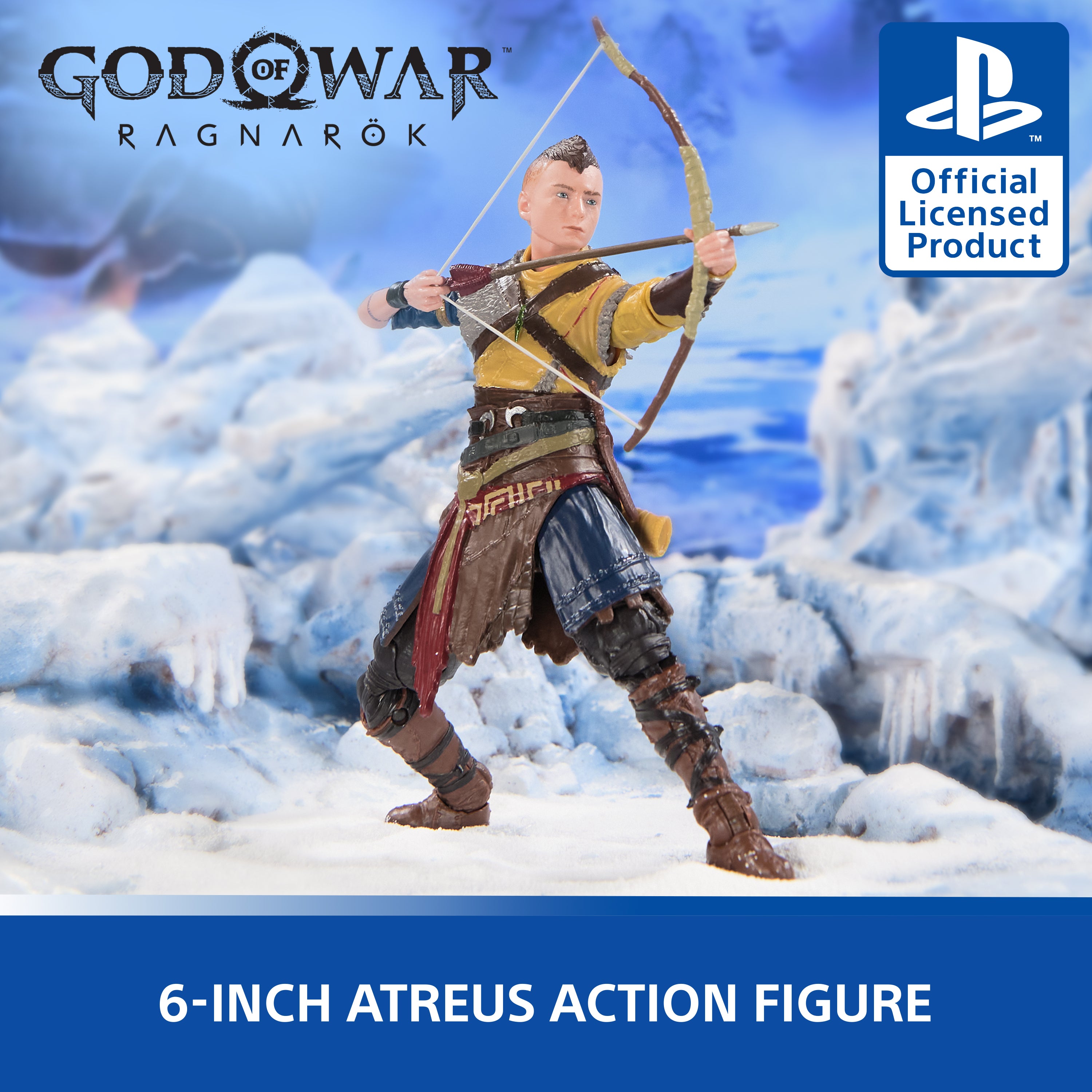 PlayStation God of War Ragnarok, 6” Atreus Action Figure with 4 Accessories, The Shapes Collection, For PS5 Fans & Collectors Ages 17+
