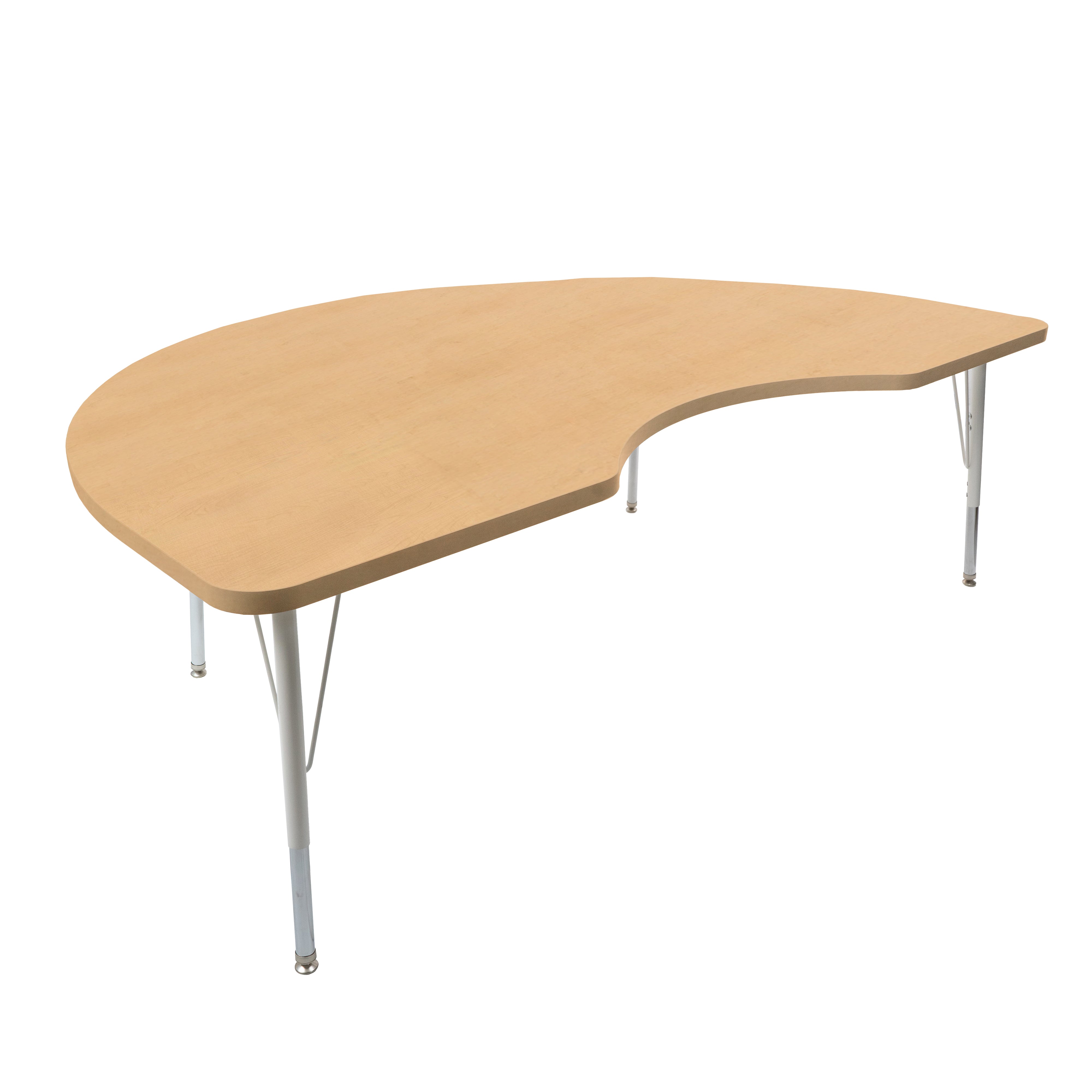 48" x 72" Kidney Thermofused Woodgrain Activity Table with Standard Legs - Maple Grain/White