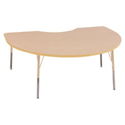 48" x 72" Kidney T-Molding Activity Table with Adjustable Standard Swivel Glide Legs - Maple/Sand