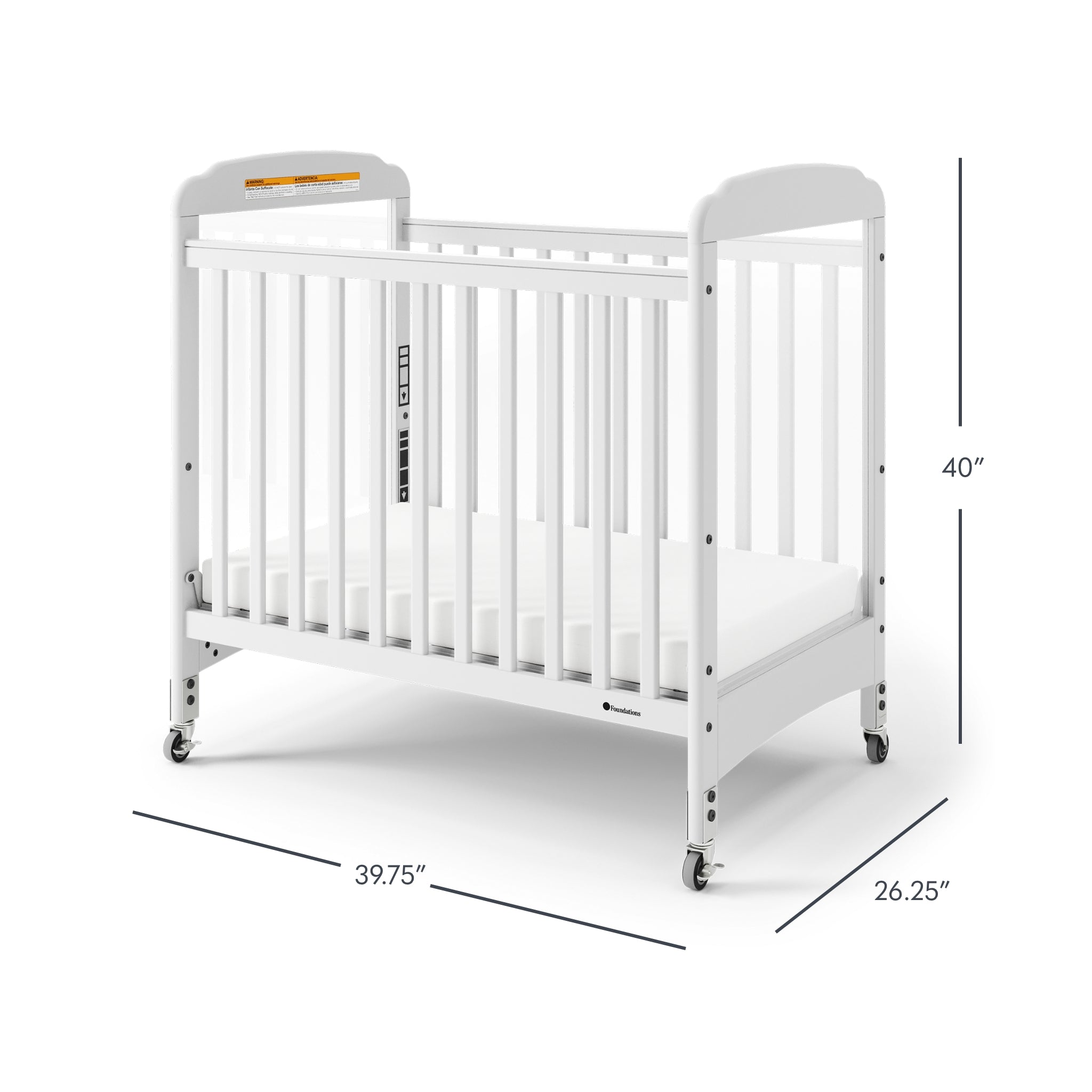 Next Gen SerenityÂ® Fixed-Side Clearview Compact Crib - White