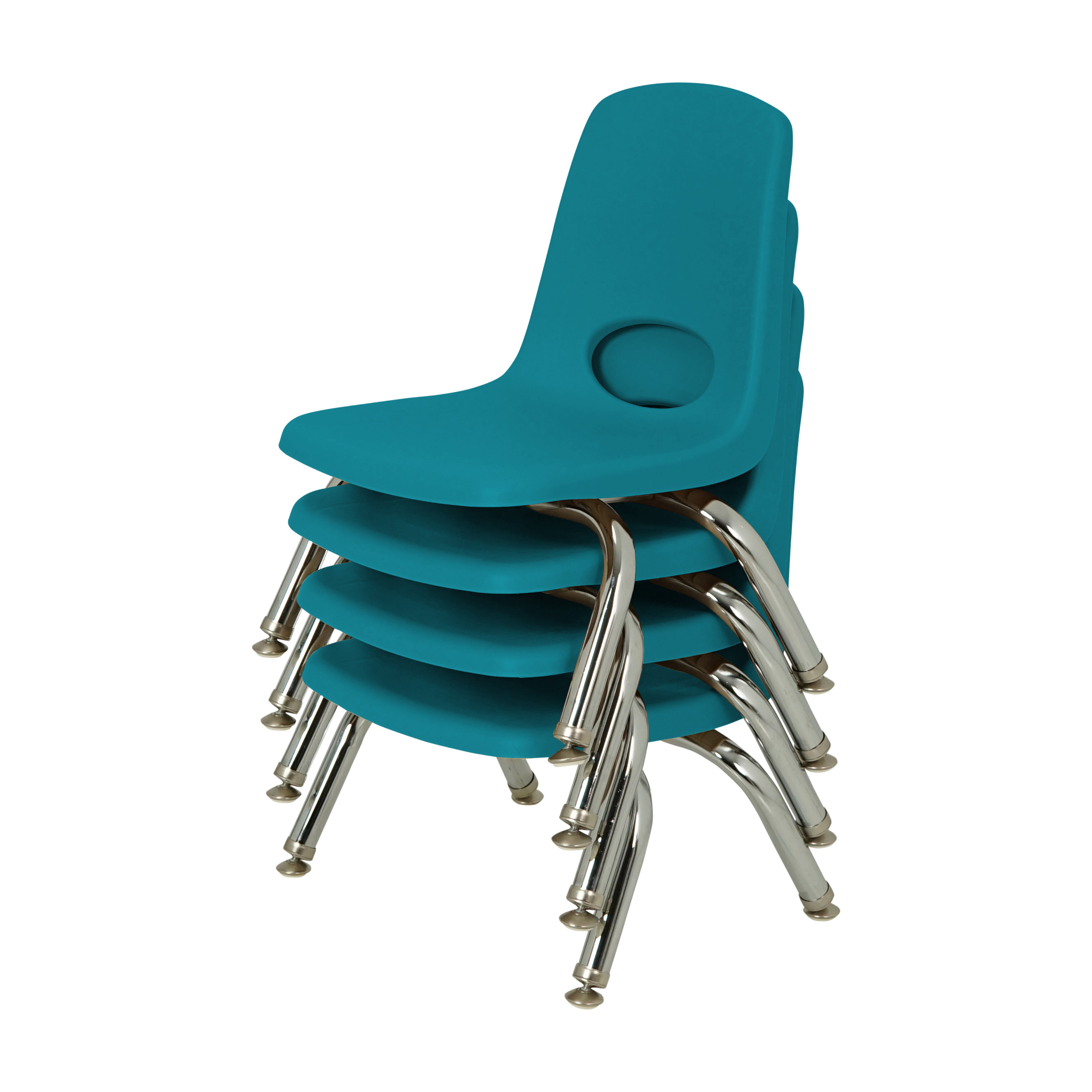 8" Stack Chair with Swivel Glides, 4-Piece - Teal