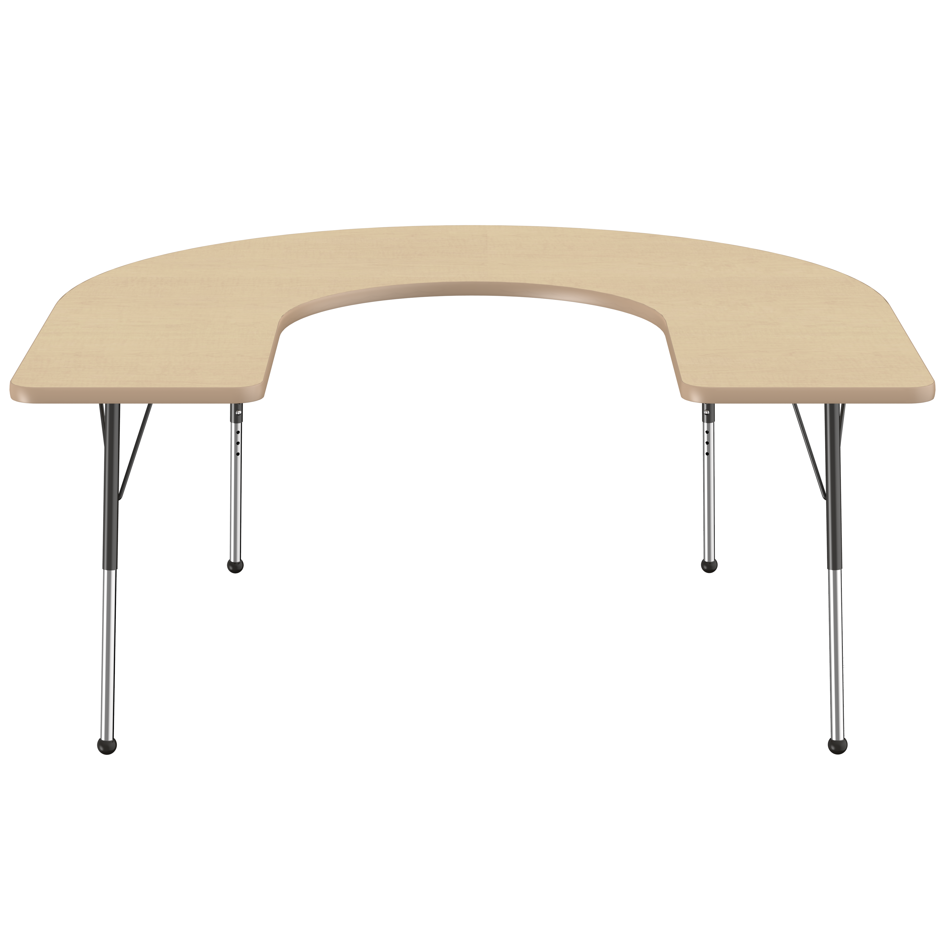 60" x 66" Horseshoe T-Molding Activity Table with Adjustable Standard Ball Glide Legs - Maple/Maple/Black