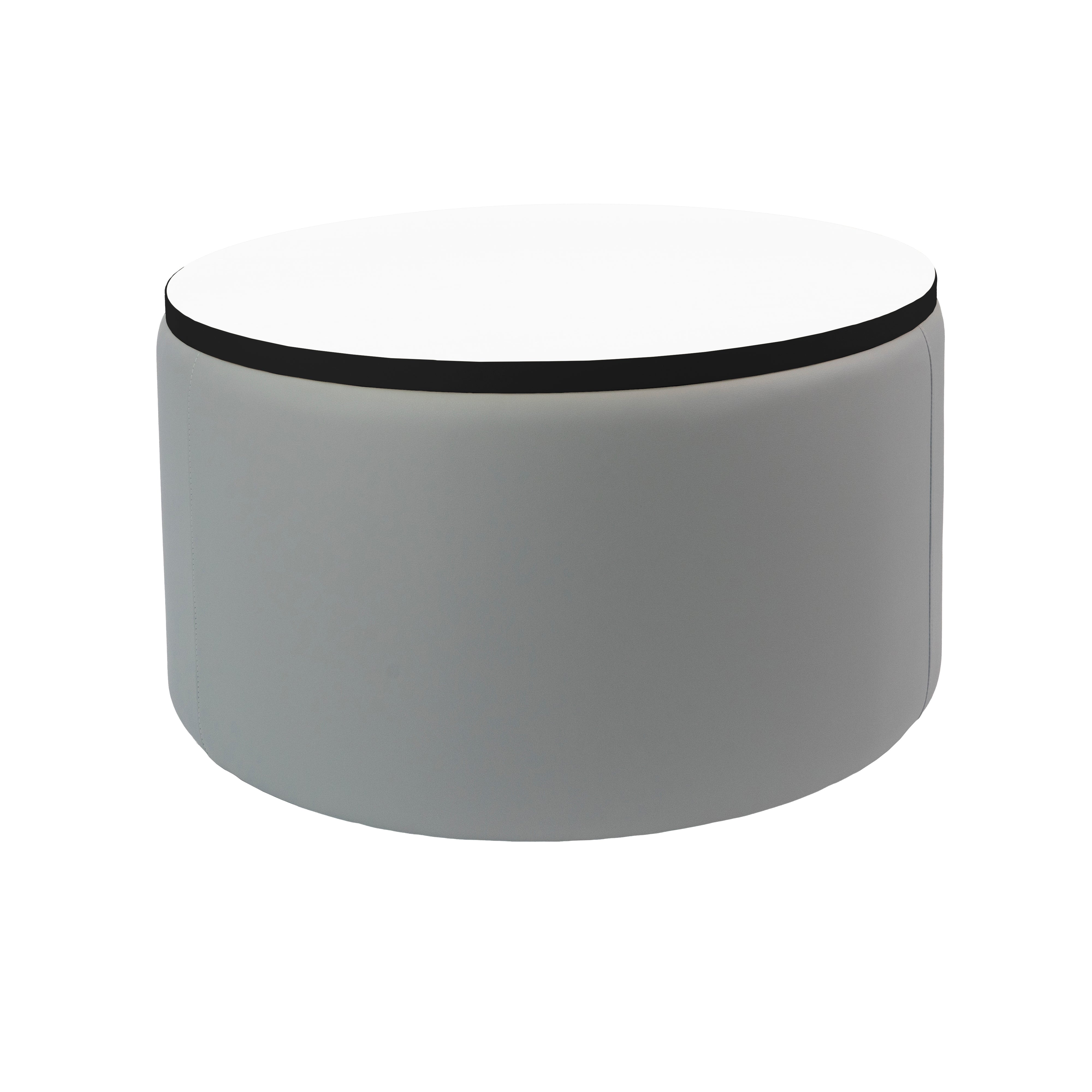 Pro Series Upholstered 30" Round Dry-Erase Ottoman Table 18" Height - Gray/Whiteboard
