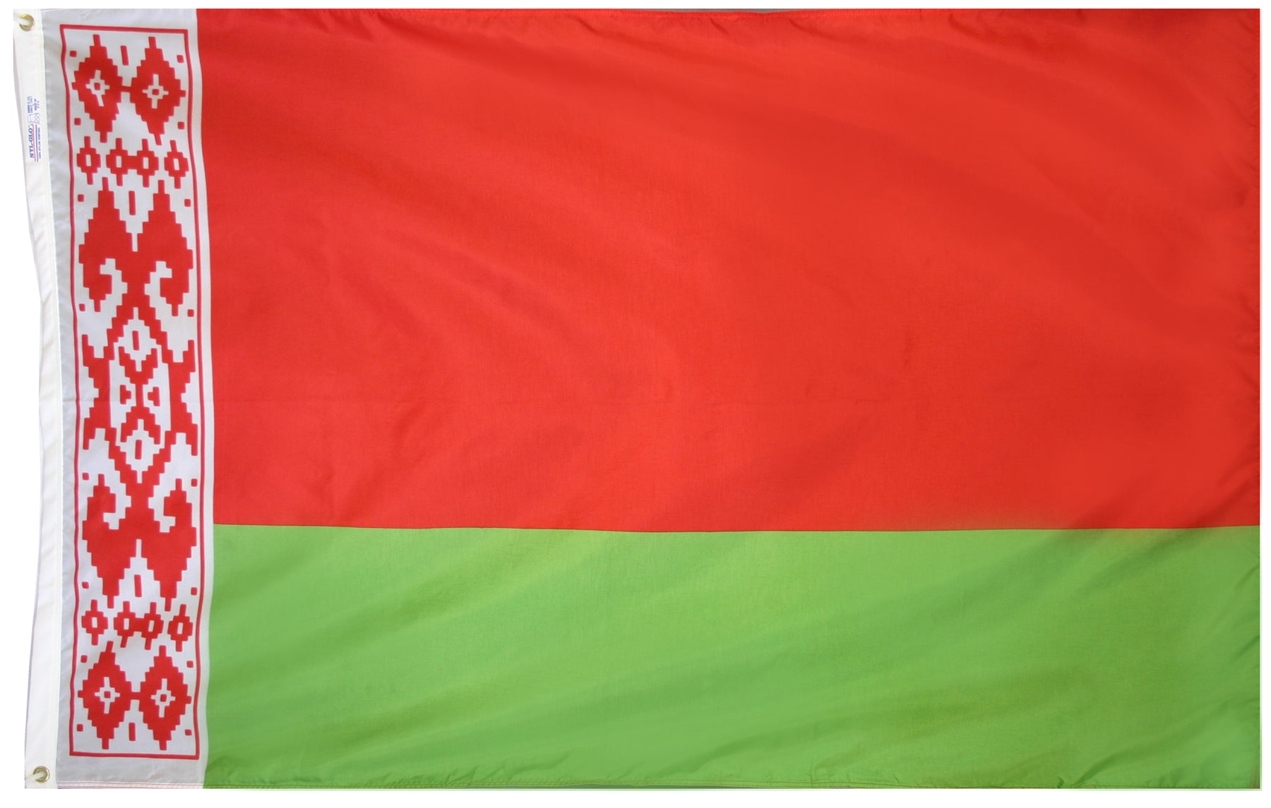 Belarus Flag 5x8 ft. Nylon SolarGuard Nyl-Glo 100% Made in USA to Official United Nations Design Specifications.