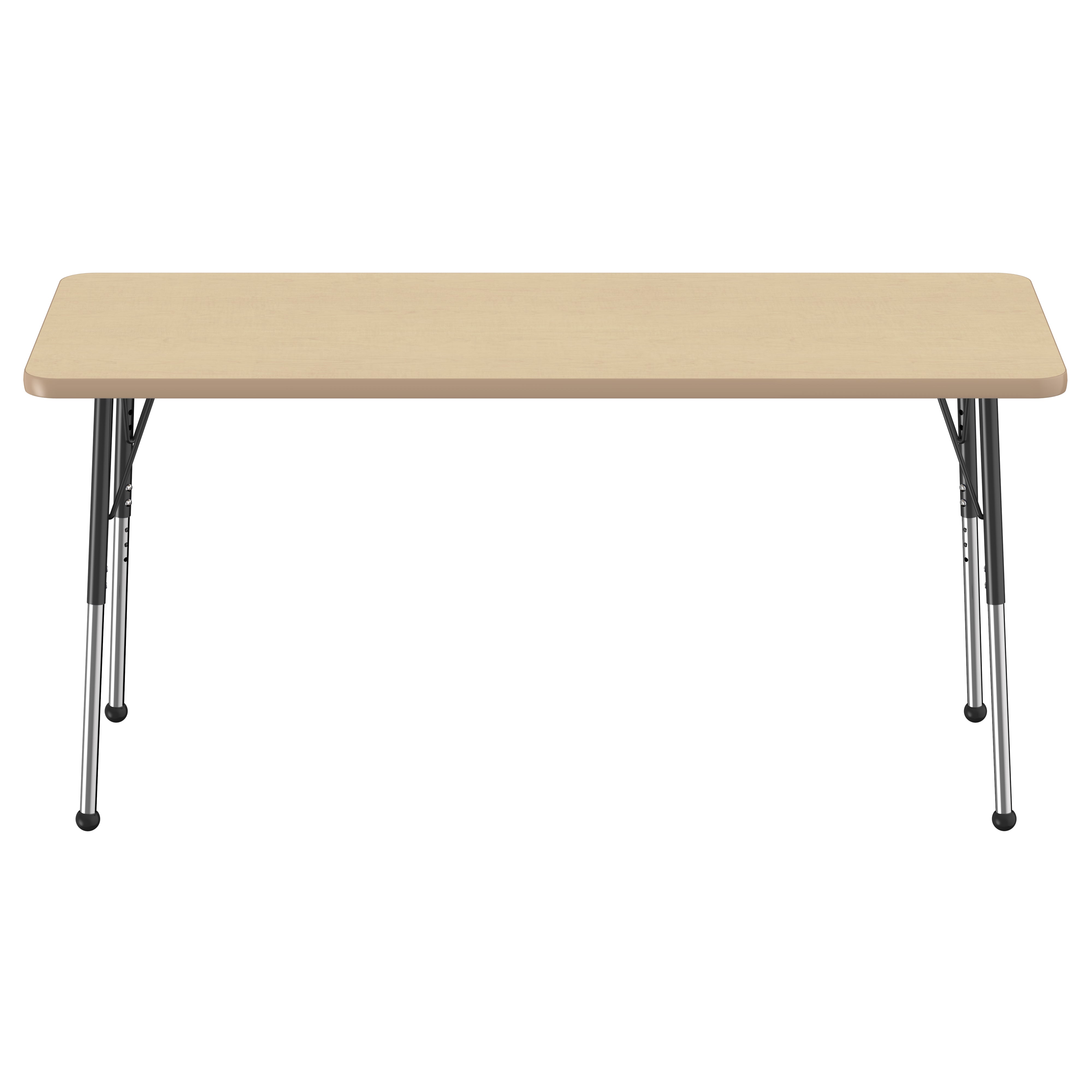 24" x 60" Rectangle Thermofused Activity Table with Adjustable Standard Ball Glide Legs - Maple/Maple/Black