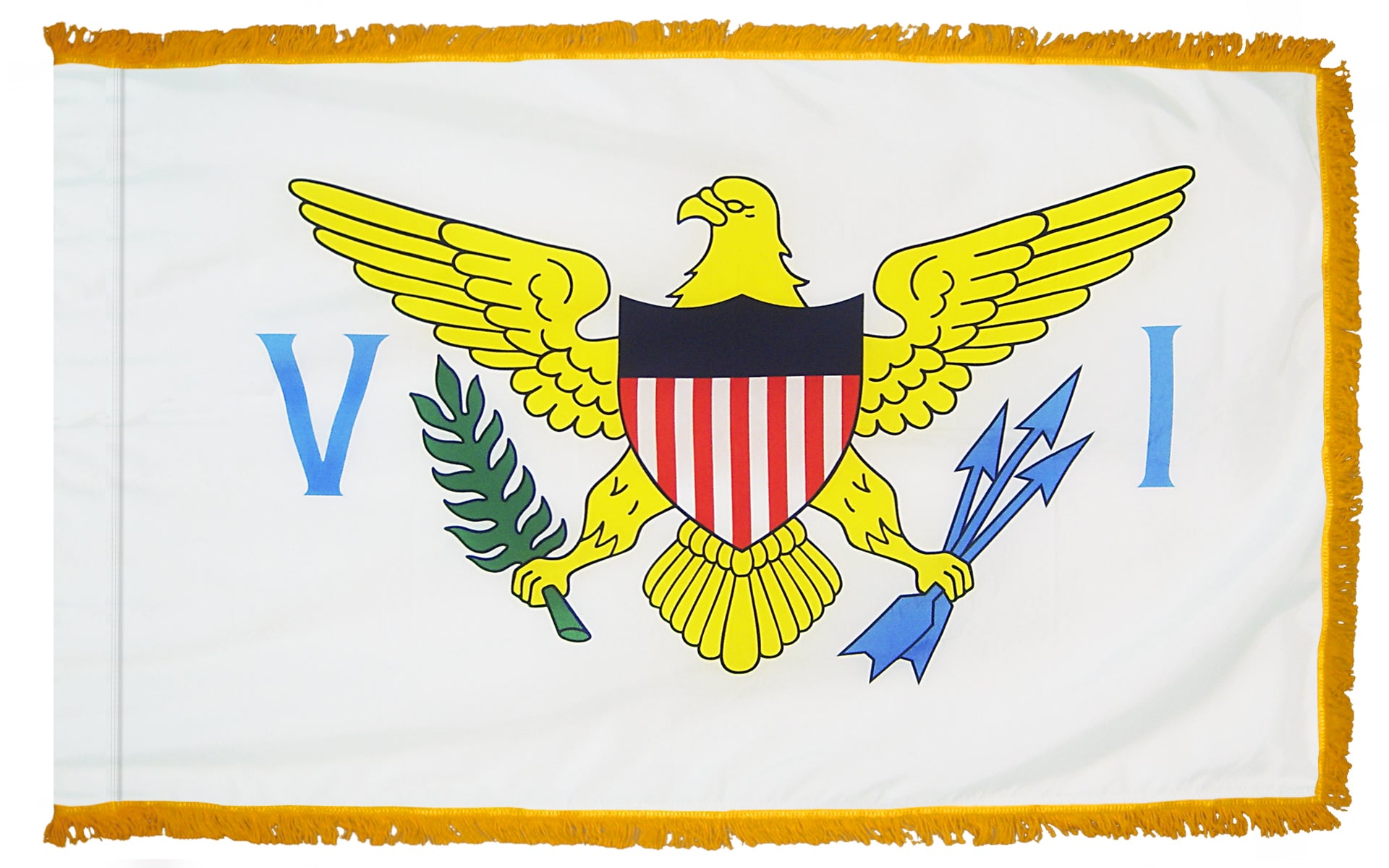 Virgin Islands Flag 3x5 ft. Nylon with Pole Sleeve and Gold Fringe for Parades, and Indoor Display