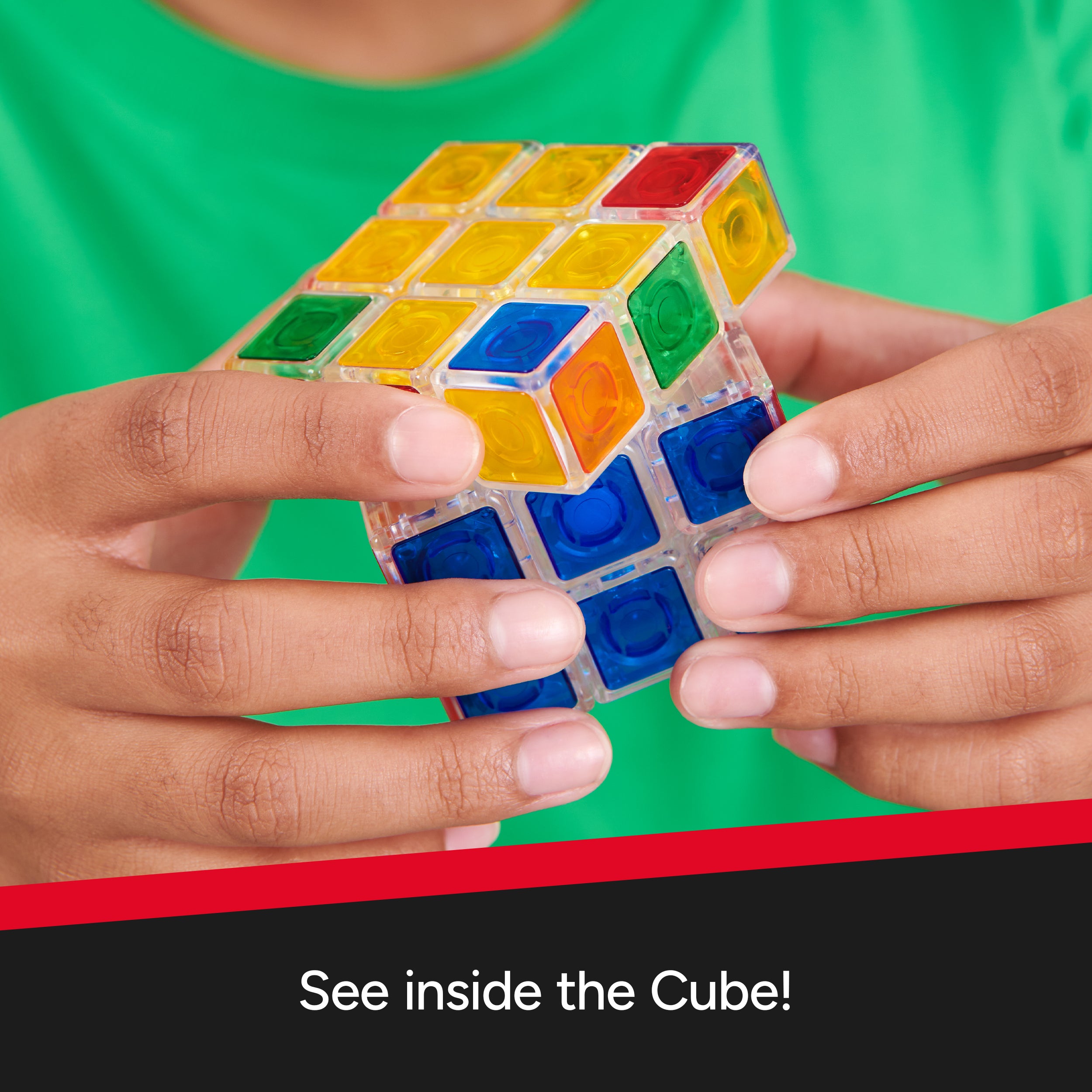 Rubik’s Crystal, New Transparent 3x3 Cube Classic Color-Matching Problem-Solving Brain Teaser Puzzle Game Toy for Kids and Adults Aged 8+