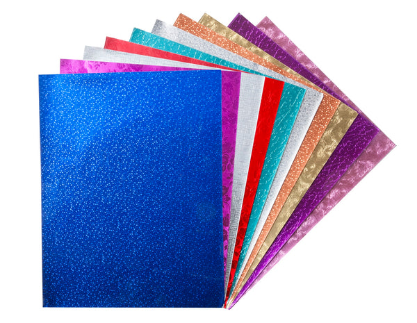 Embossed Metallic Paper - 12 shts, 8.5"x11"*, assorted colors & designs