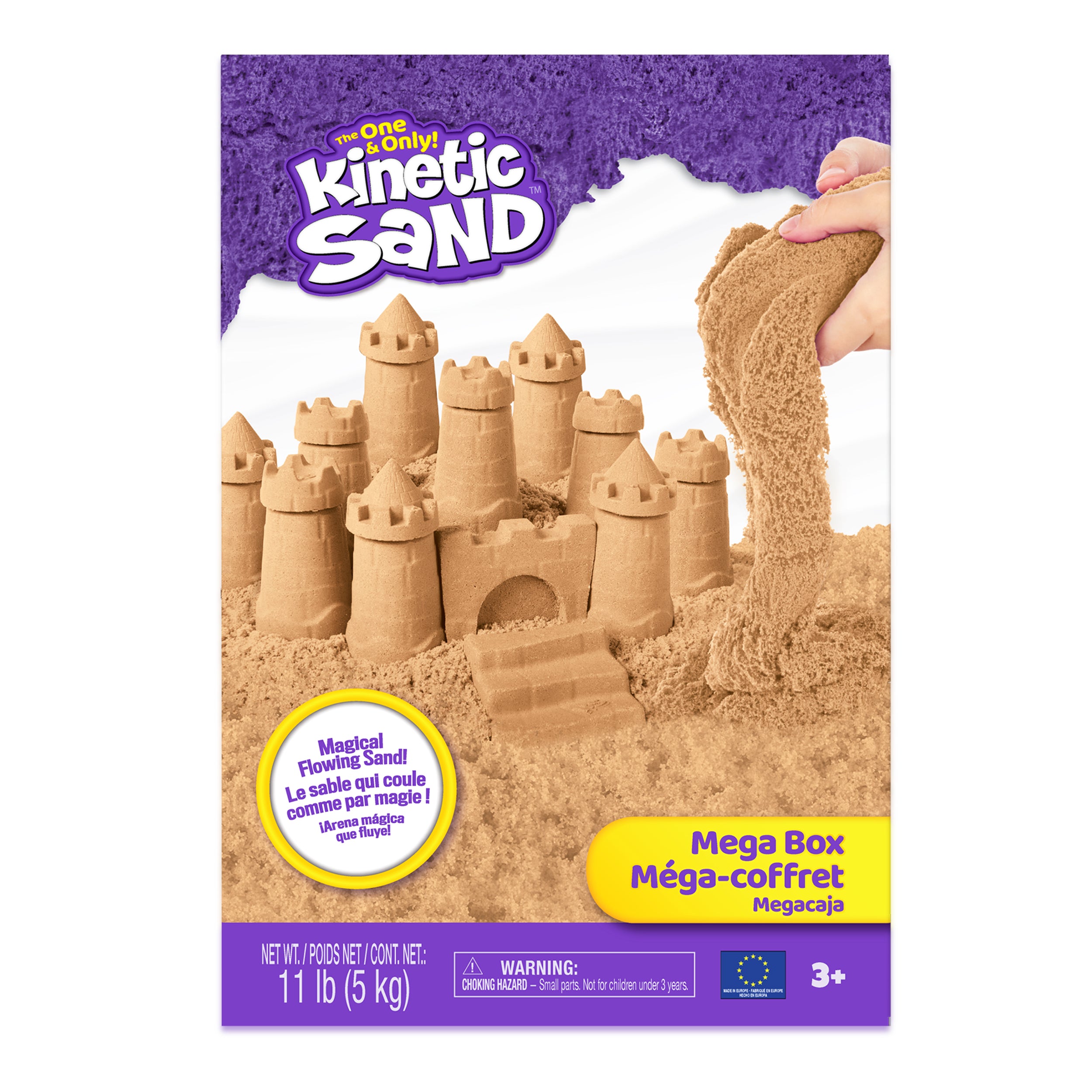 Kinetic Sand, 11lb 5kg Natural Brown Play Sand, Mega Box for Arts and Crafts, Sandbox Packaging May Vary, Moldable Sensory Toys for Ages 3 and up