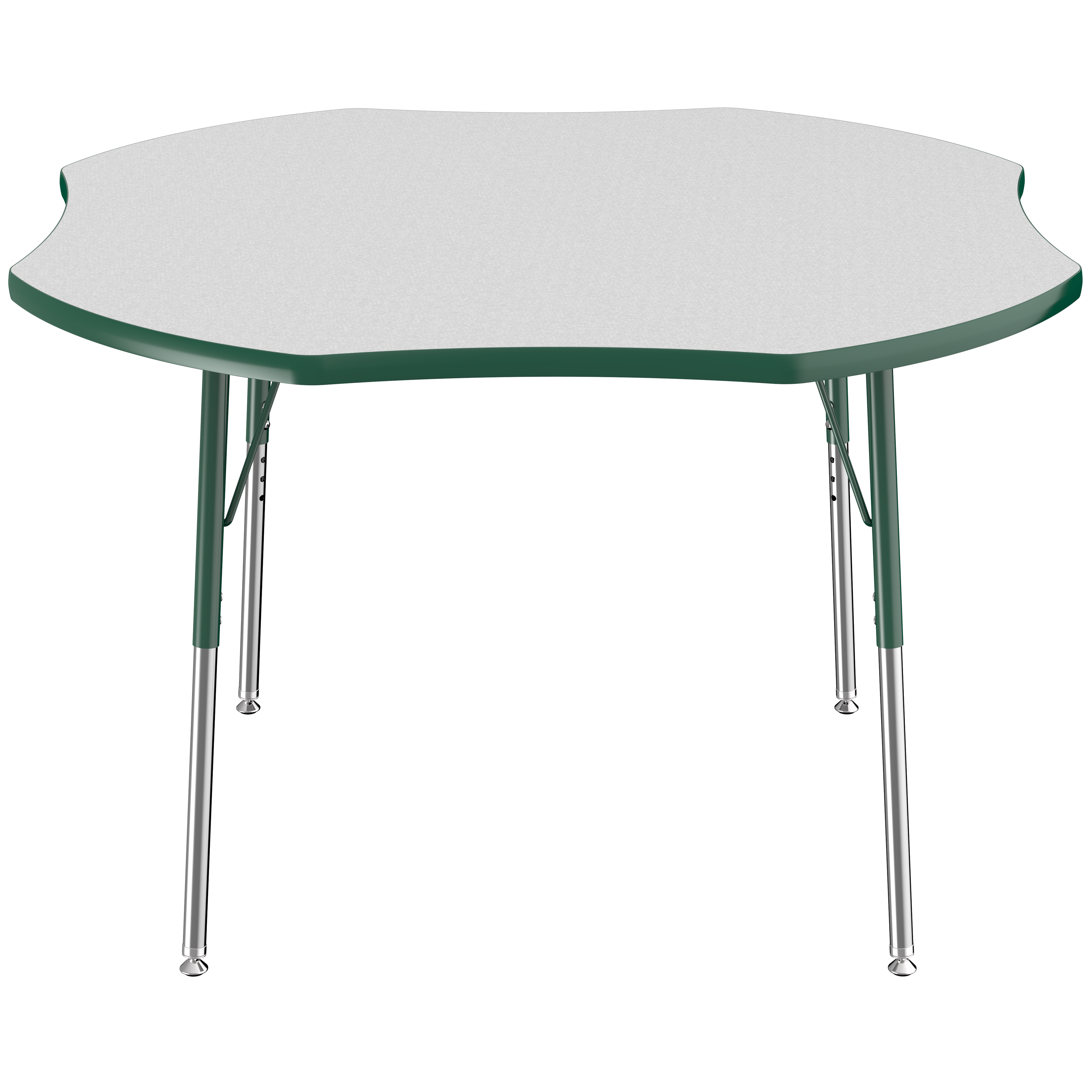 48" x 48" Clover T-Molding Activity Table with Adjustable Standard Swivel Glide Legs - Gray/Green