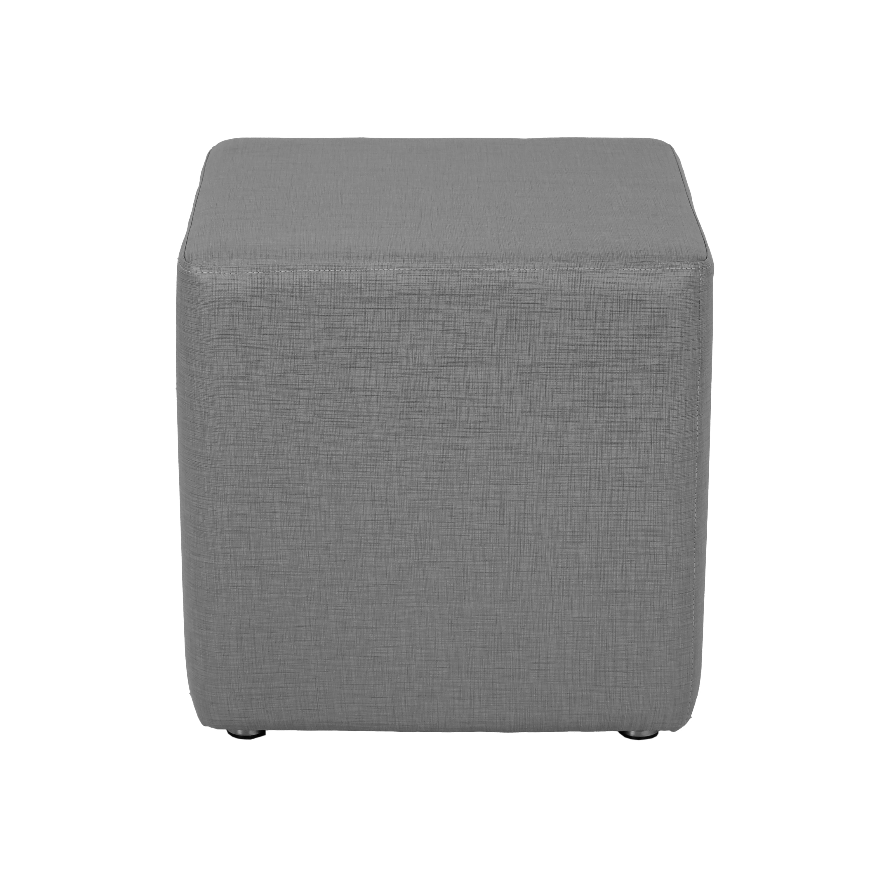 Pro Series Upholstered Square Ottoman 18" Height - Slate Gray Crosshatch