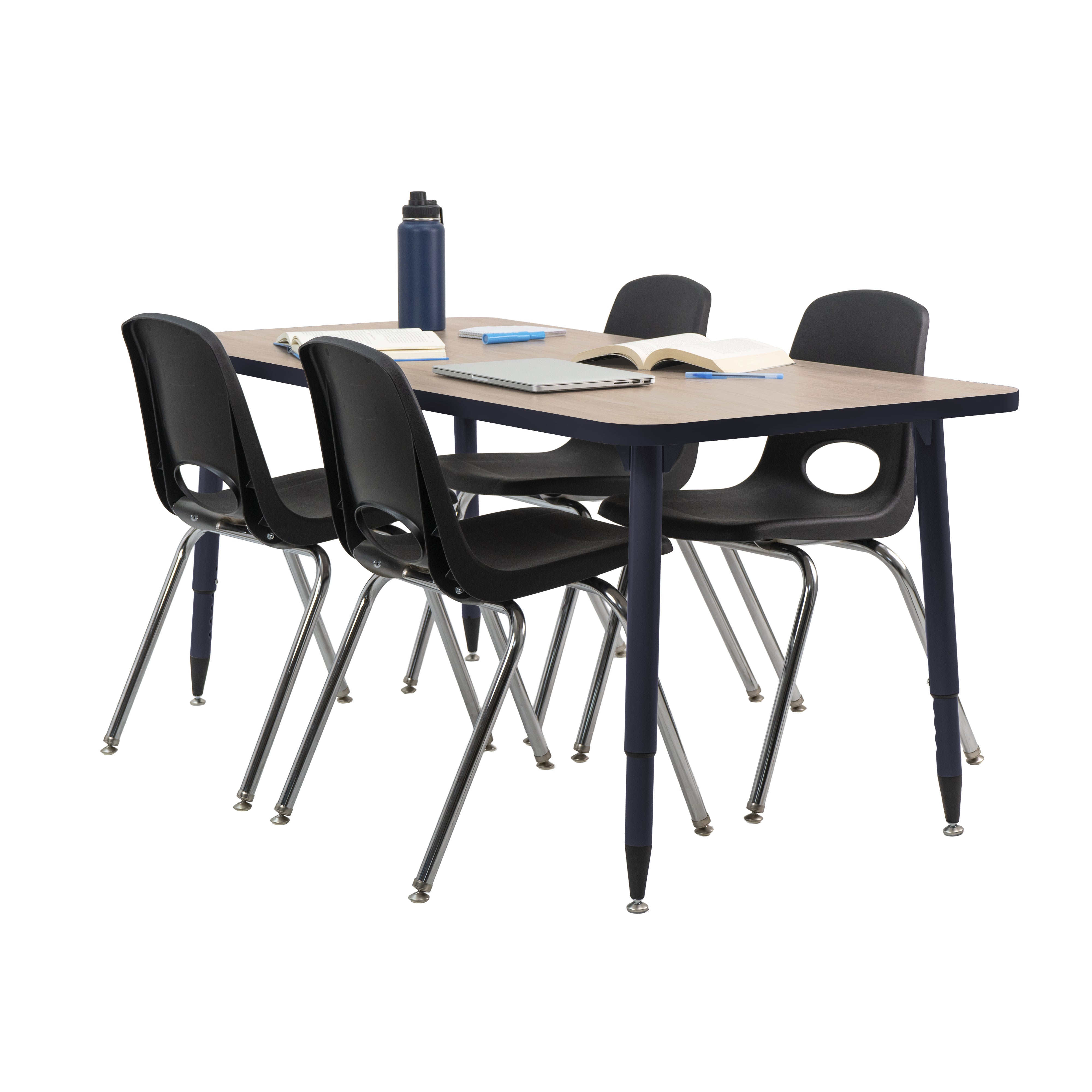 Adapte 30" x 60" Rectangle Thermofused Activity Table with Adjustable Tapered Legs - Asian Sand/Navy