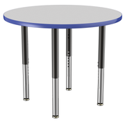 36" Round T-Molding Activity Table with Adjustable Super Legs - Gray/Blue/Black