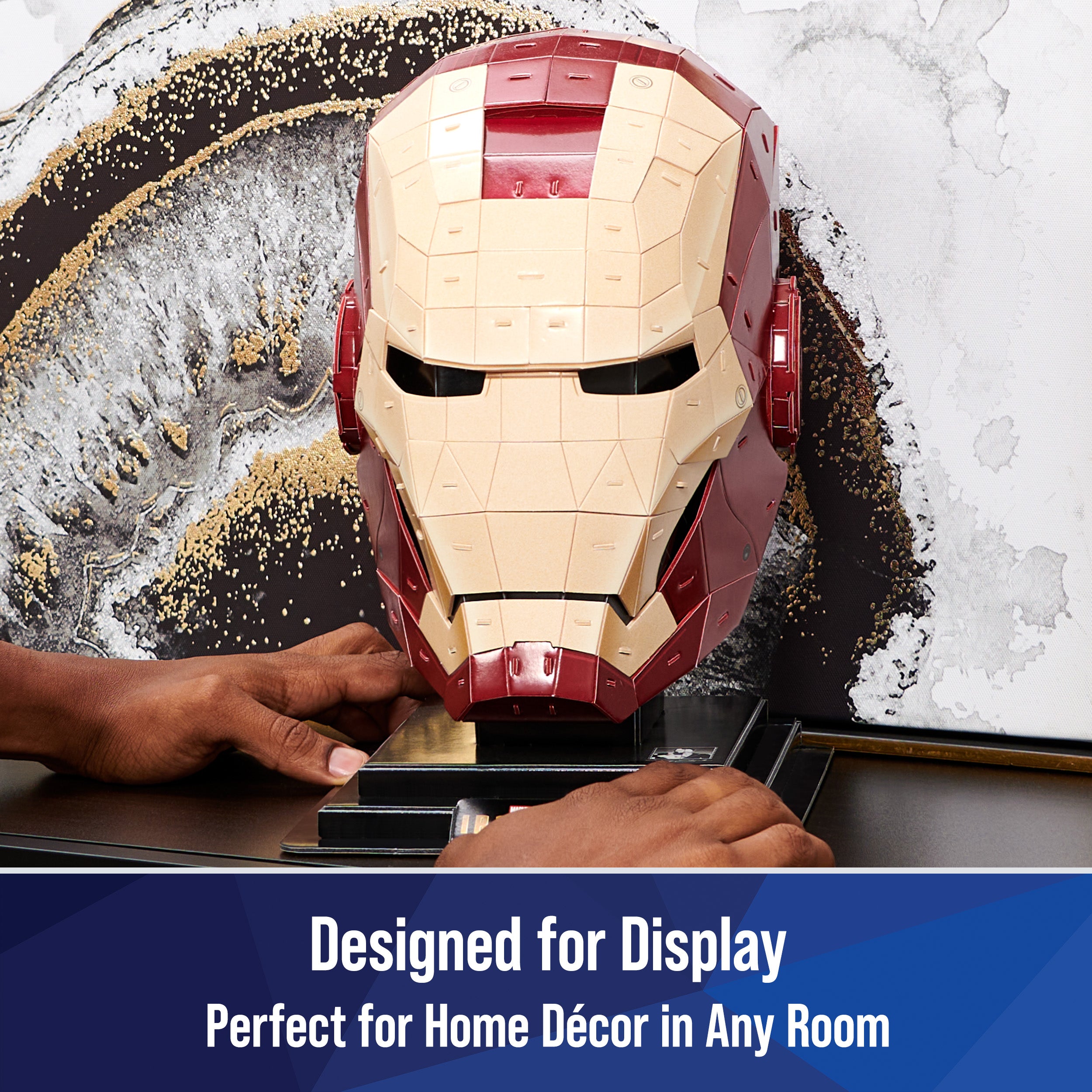 4D Build, Marvel Iron Man 3D Puzzle Model Kit with Stand 96 Pcs, Iron Man Helmet Desk Decor, Building Toys, 3D Puzzles for Ages 12 & Up