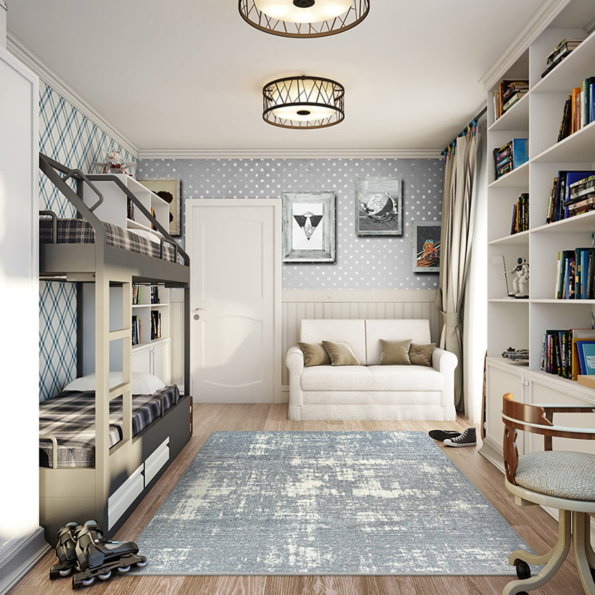 Enchanted 3'10" x 5'4" area rug in color Cloudy