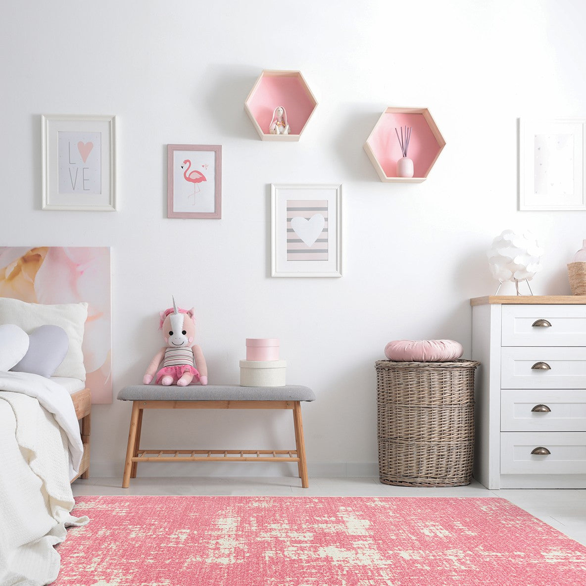 Enchanted 7'8" x 10'9" area rug in color Blush