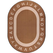 Endless Alphabet 5'4" x 7'8" Oval area rug in color Mocha