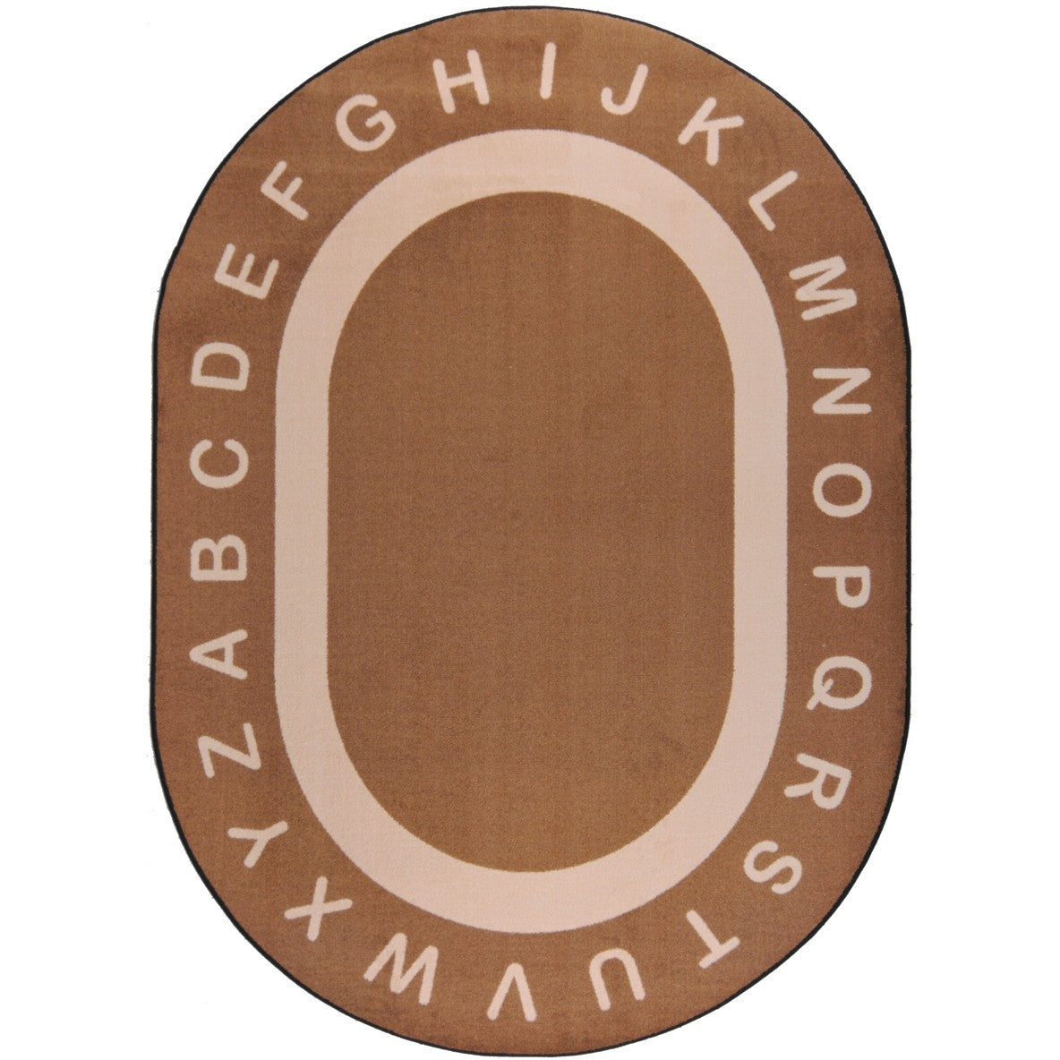Endless Alphabet 7'8" x 10'9" Oval area rug in color Mocha