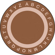 Endless Alphabet 7'7" Round area rug in color Mocha