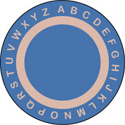 Endless Alphabet 7'7" Round area rug in color Seaside
