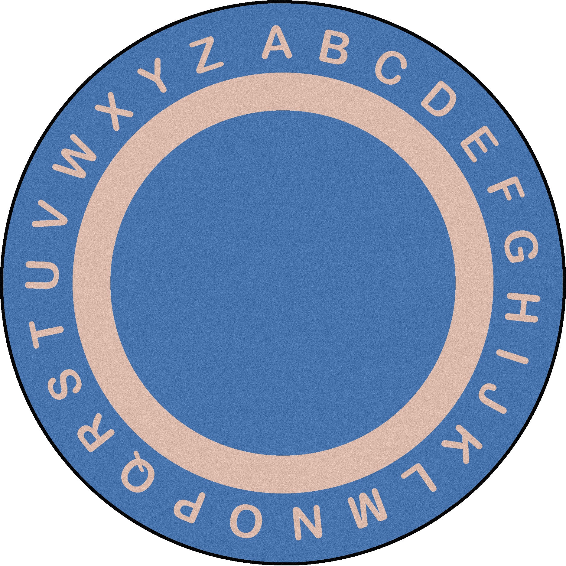 Endless Alphabet 7'7" Round area rug in color Seaside