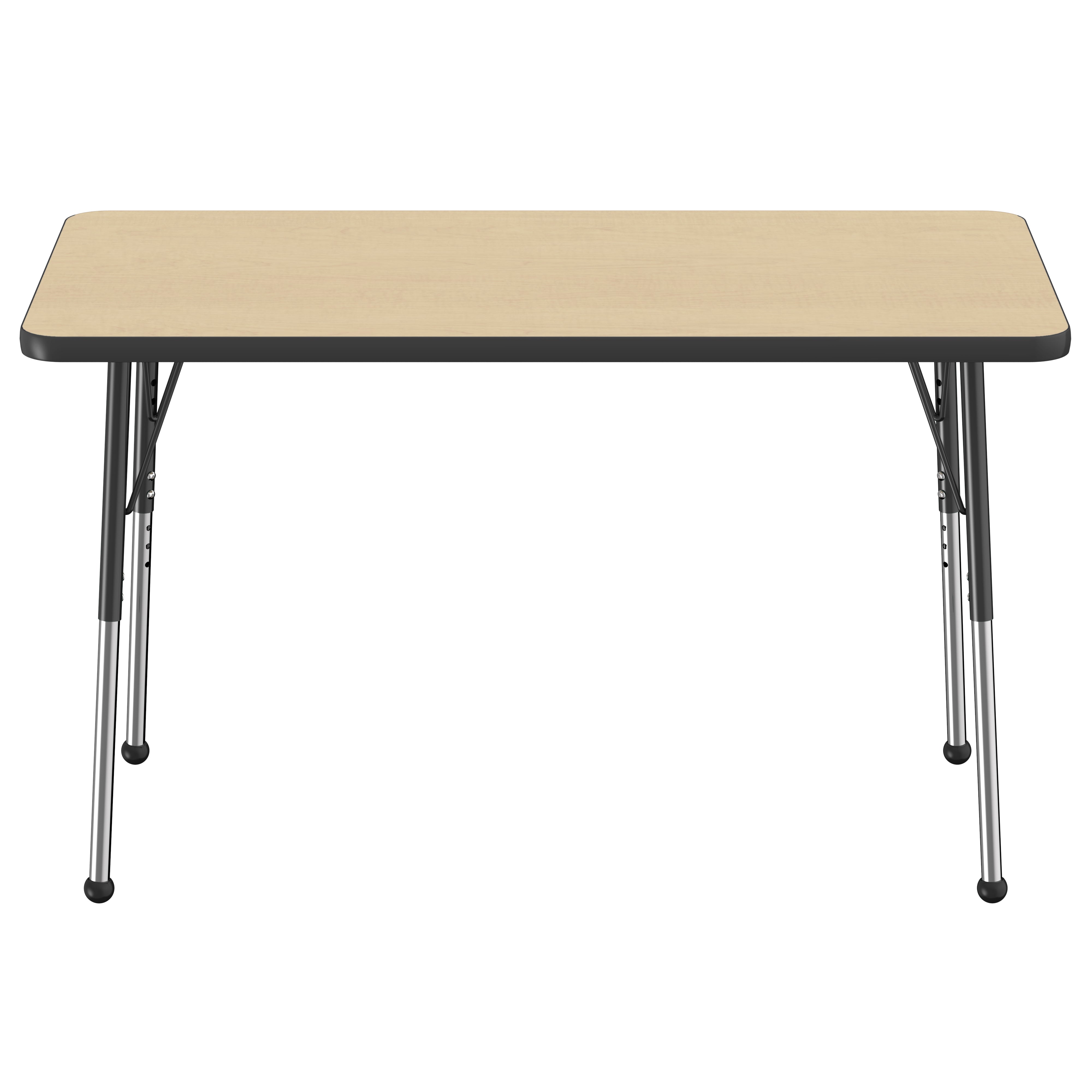 24" x 48" Rectangle Thermofused Activity Table with Adjustable Standard Ball Glide Legs - Maple/Black