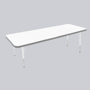 24" x 60" Rectangle Thermofused Activity Table with Adjustable Standard Swivel Glide Legs - White/North Sea/White