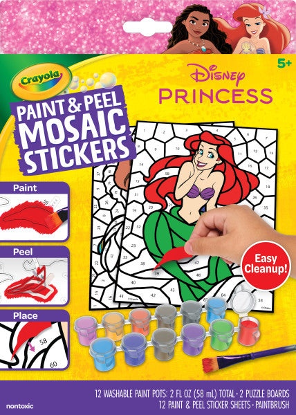 Crayola Paint & Peel Mosaic Stickers (20+ Pcs), Paint By Number For Kids, Mosaic Arts & Crafts, Kids Washable Paint, Sticker Sheet