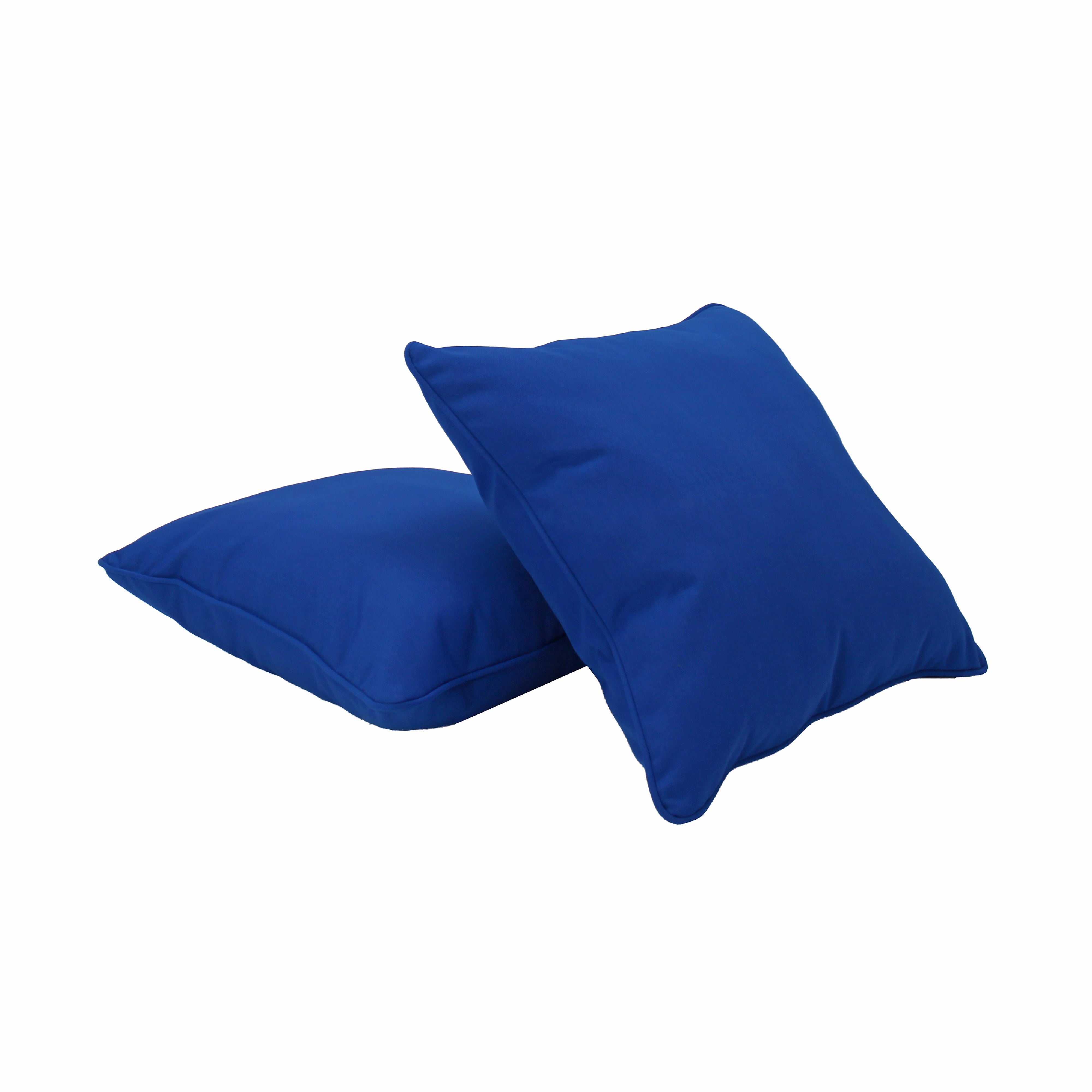 Presidio 15" x 15" Square Indoor/Outdoor Pillow with Piping, 2-Piece - Brilliant Blue
