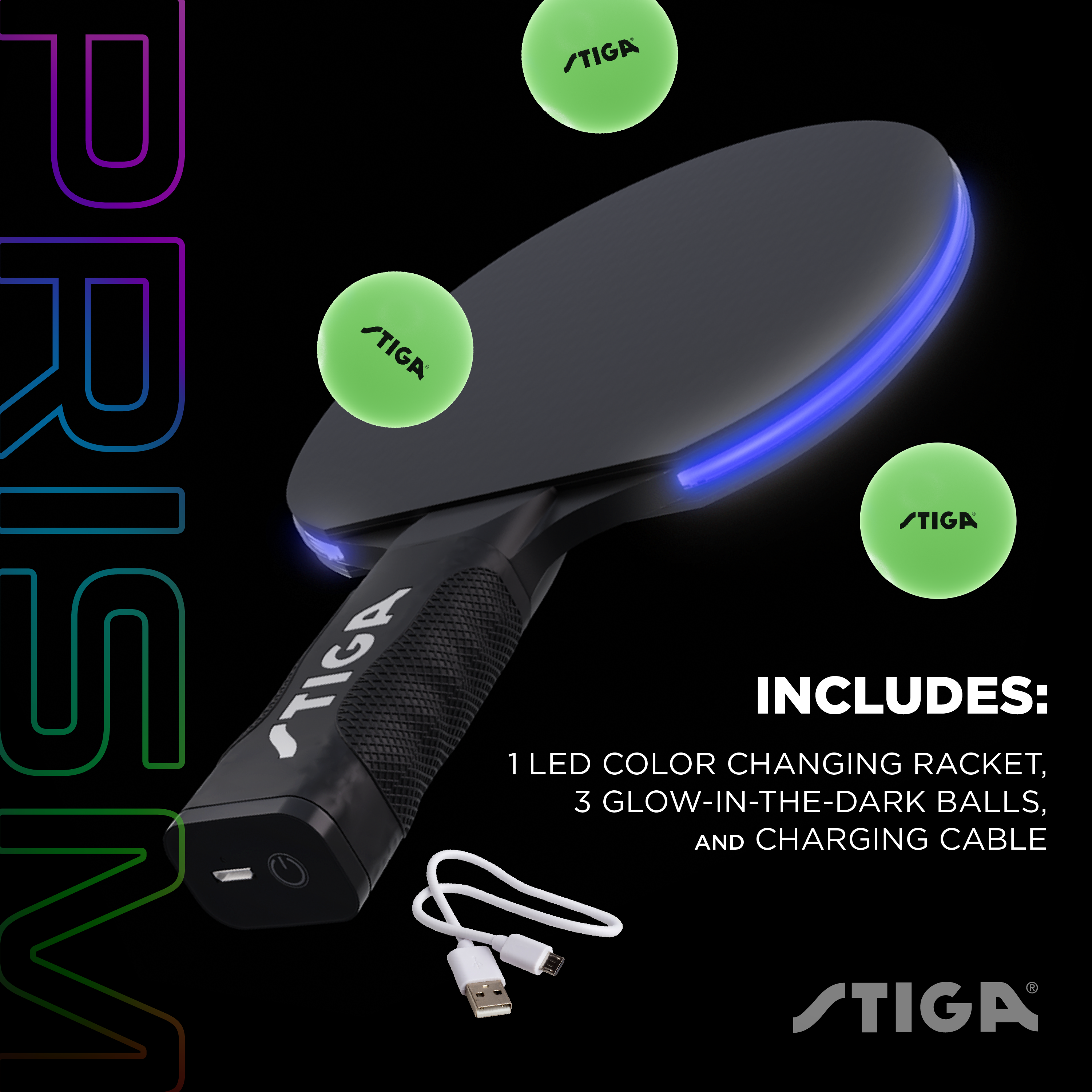 STIGA Prism LED Color Changing Racket Set