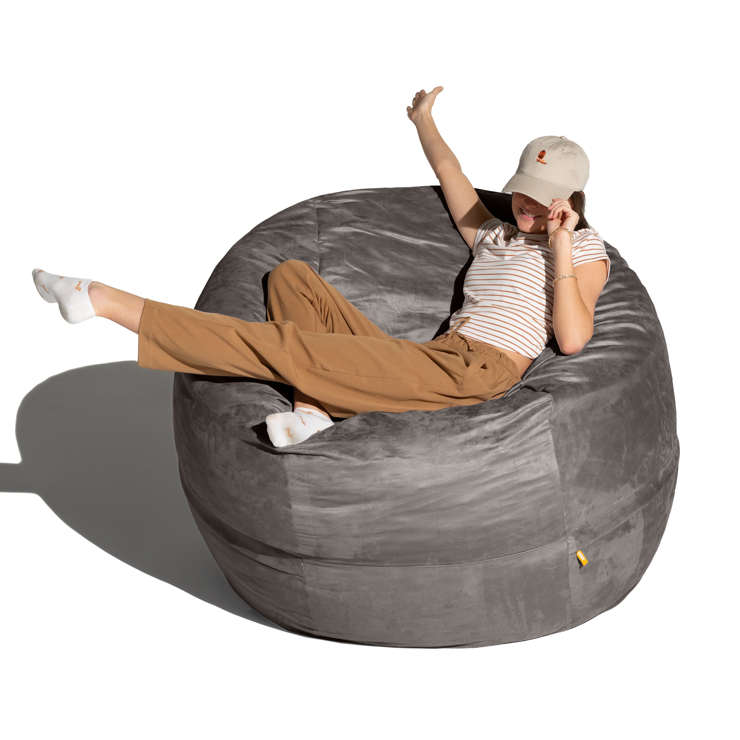 Jaxx Basics 4 Foot Large Adult Bean Bag Chair, Oversized with Filler, Beige