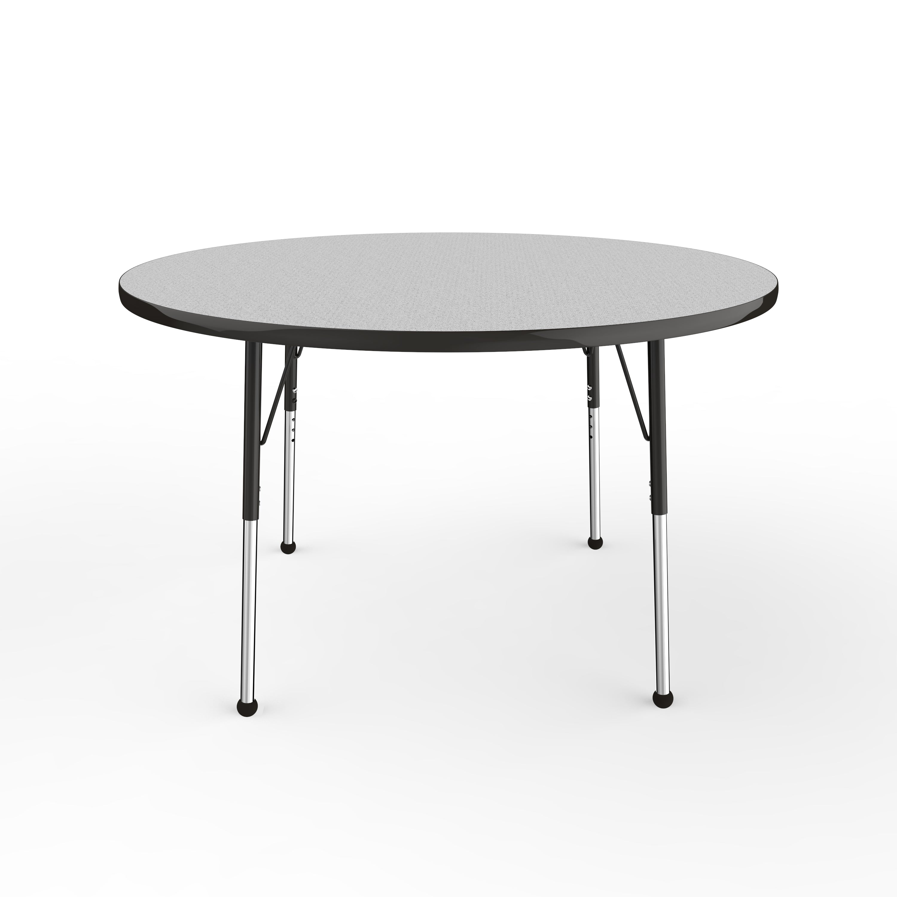 48" Round T-Molding Activity Table with Adjustable Standard Ball Glide Legs - Gray/Black