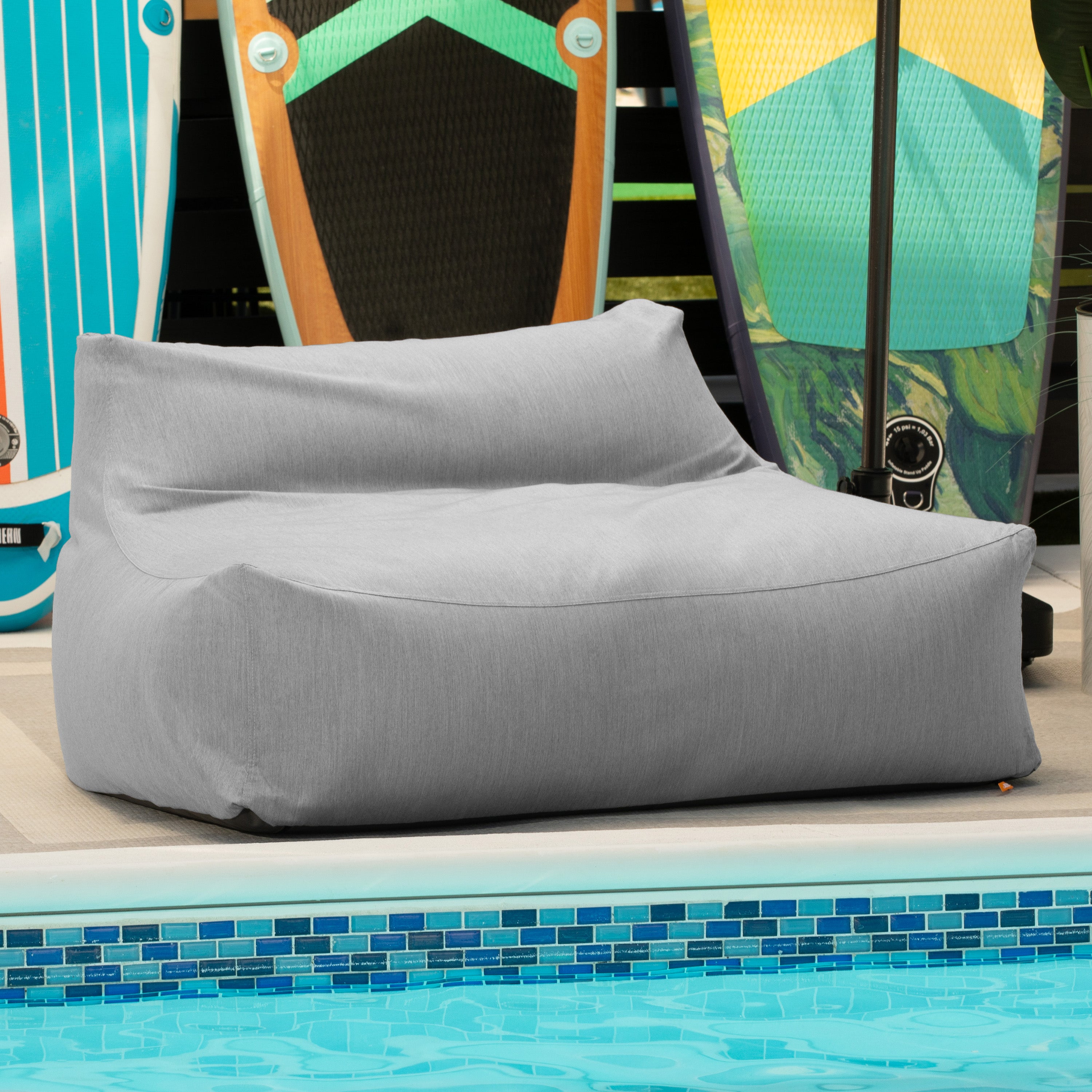 Jaxx Lavista Outdoor Bean Bag Loveseat/Modern Patio Sofa, Sunbrella, Granite