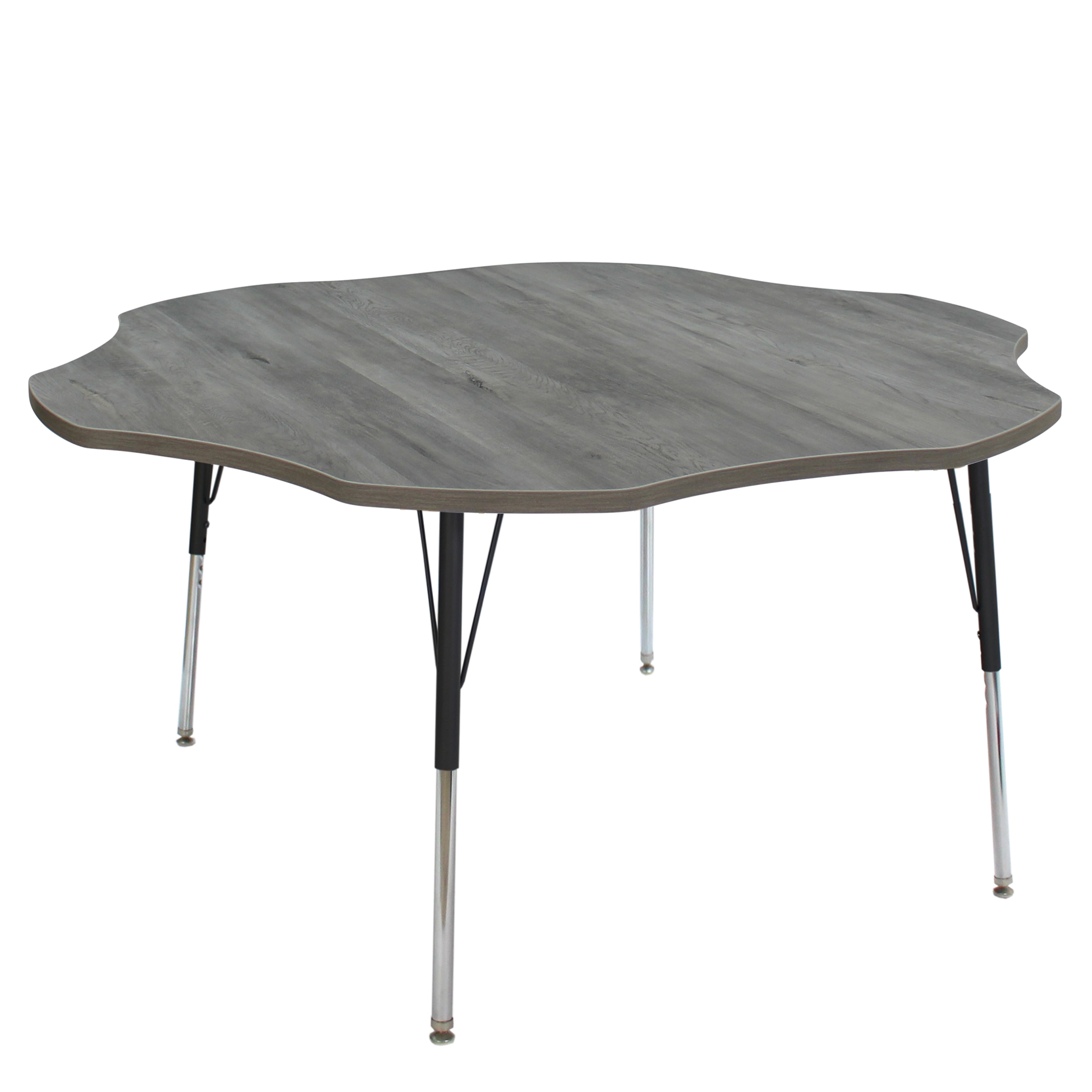 60" Flower La Madera Activity Table with Standard Legs - Light Gray Wood/Black