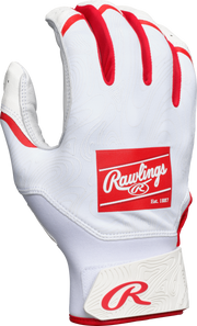 Rawlings Adult Clout  Batting Gloves - Small - White/Scarlet