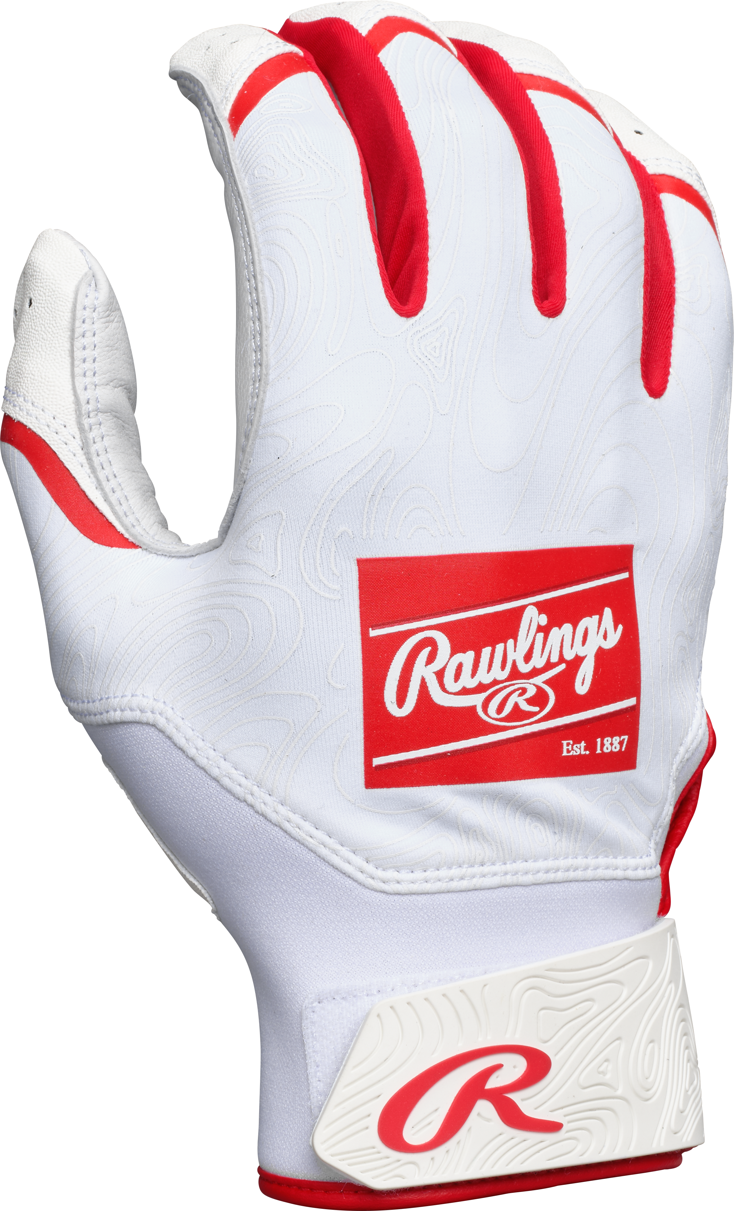 Rawlings Adult Clout  Batting Gloves - Small - White/Scarlet