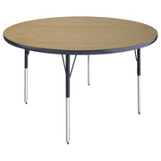 48" Round T-Molding Activity Table with Adjustable Standard Swivel Glide Legs - Pasadena Oak/Navy