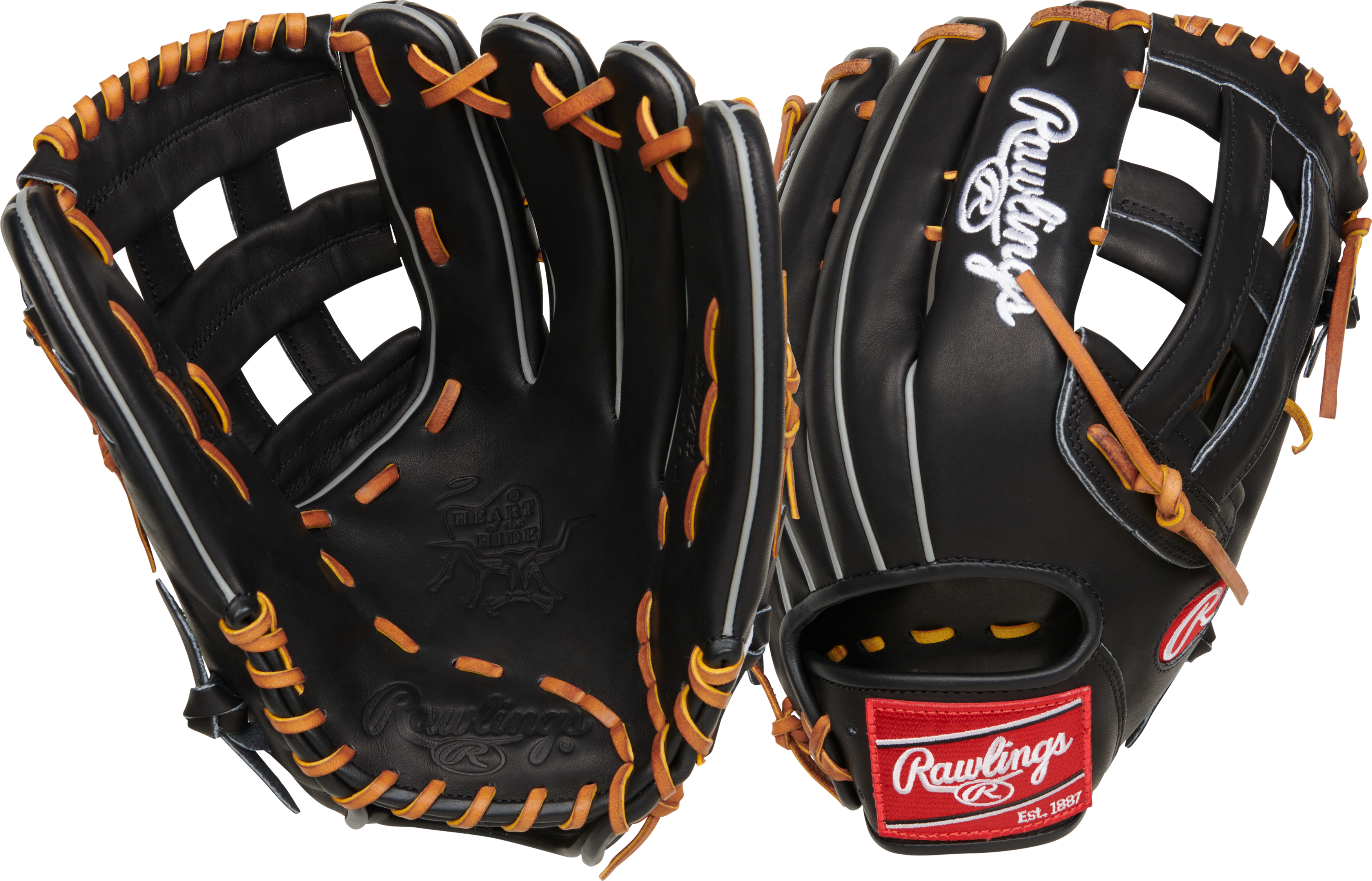 Rawlings Heart Of The Hide Traditional Series 12.75-Inch Baseball Glove - Right Hand Thrower - Black