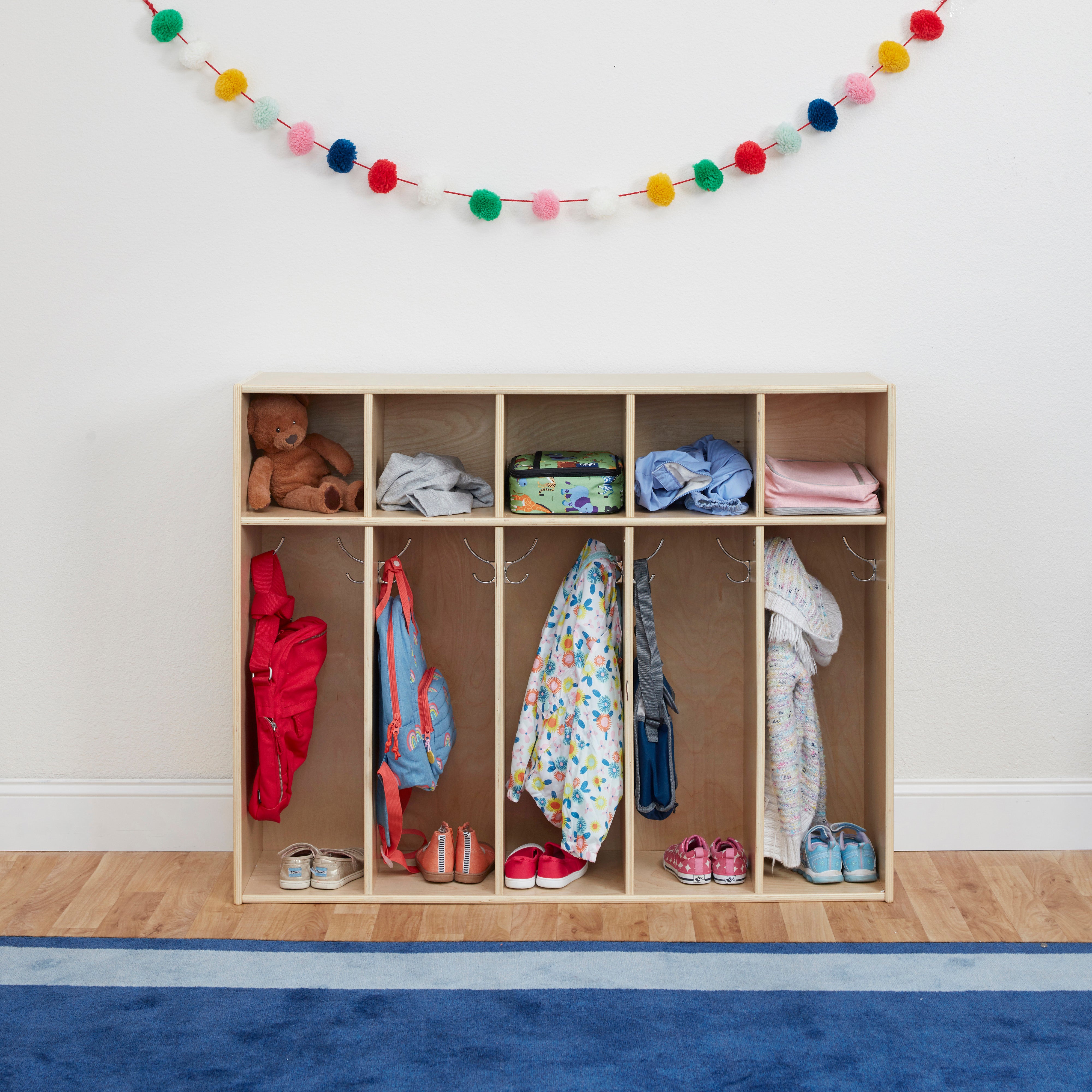 Streamline 5-Section Toddler Coat Locker - Natural