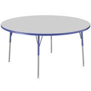 60" Round T-Molding Activity Table with Adjustable Standard Swivel Glide Legs - Gray/Blue