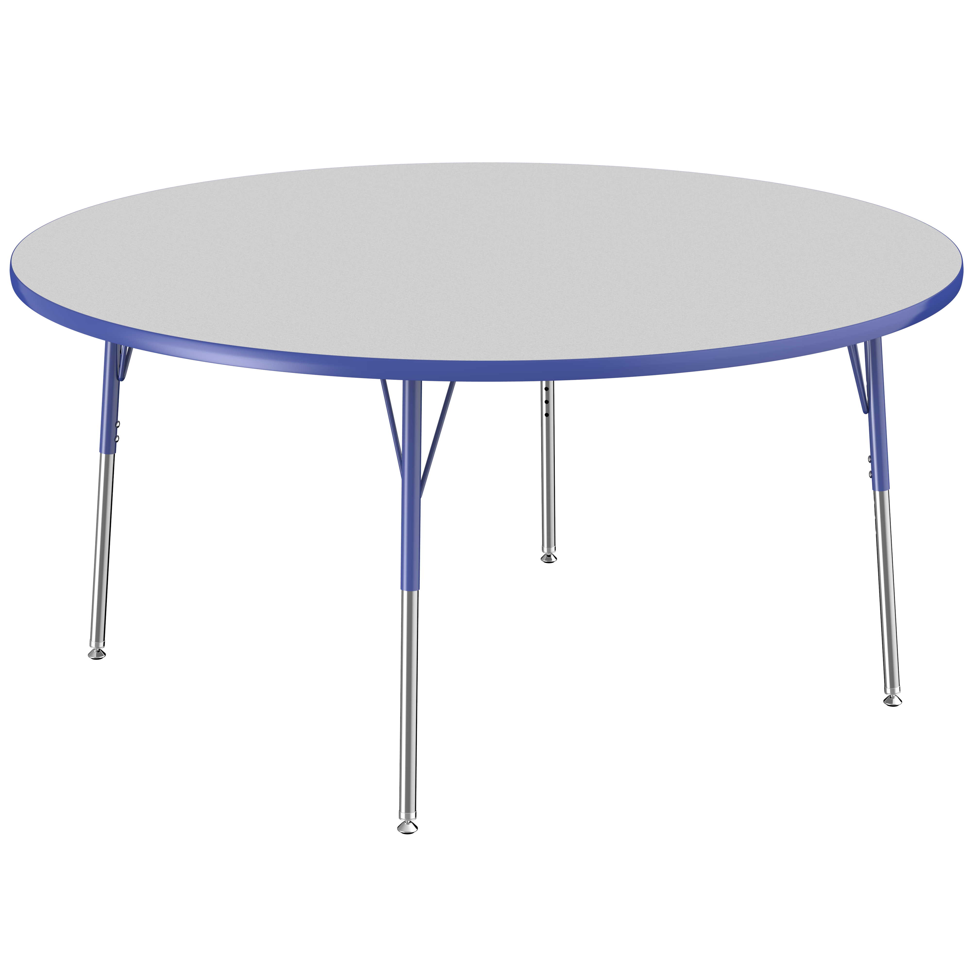 60" Round T-Molding Activity Table with Adjustable Standard Swivel Glide Legs - Gray/Blue