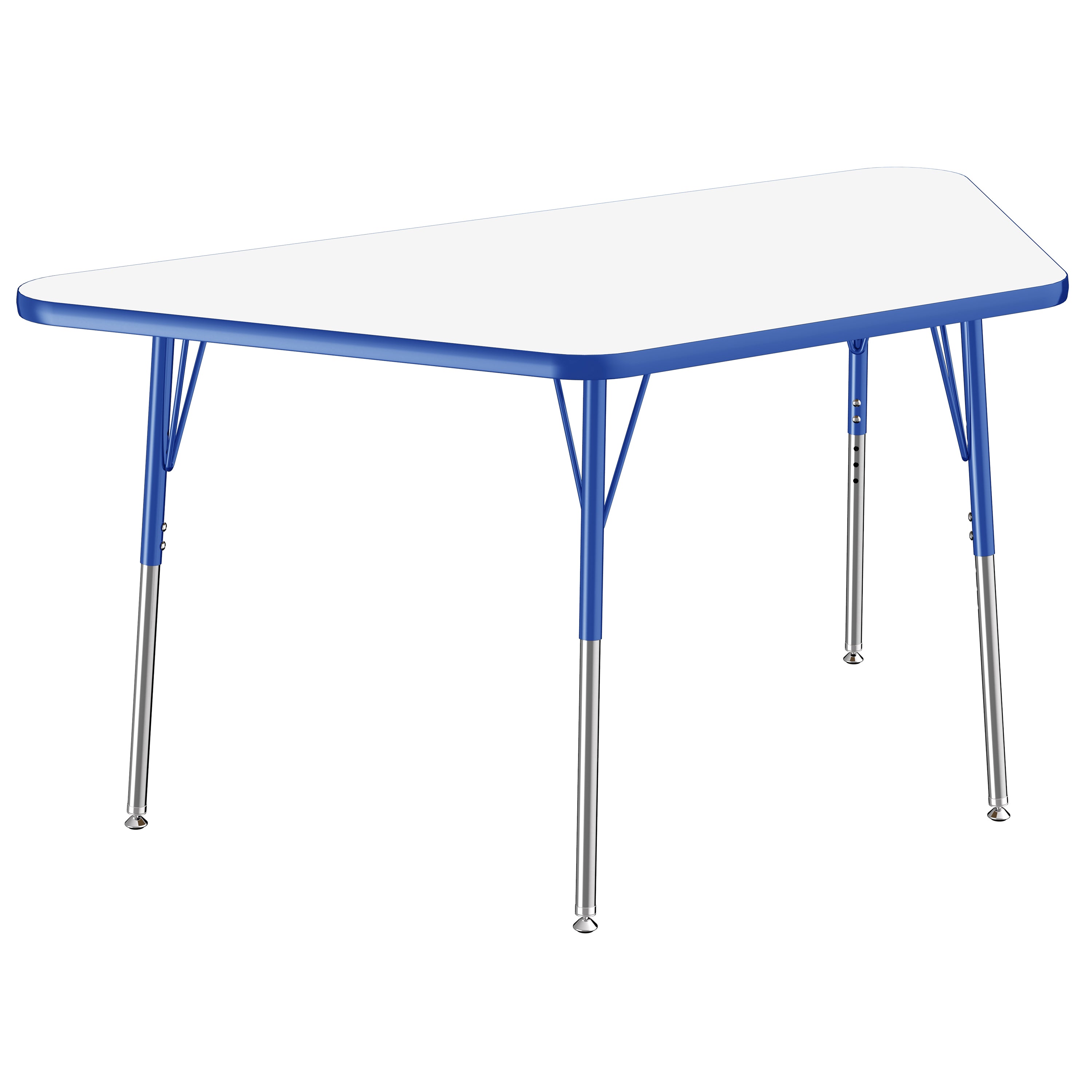 30" x 60" Trapezoid Dry-Erase Activity Table with Adjustable Standard Swivel Glide Legs - Whiteboard/Blue