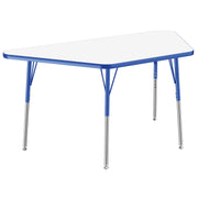 30" x 60" Trapezoid Dry-Erase Activity Table with Adjustable Standard Swivel Glide Legs - Whiteboard/Blue