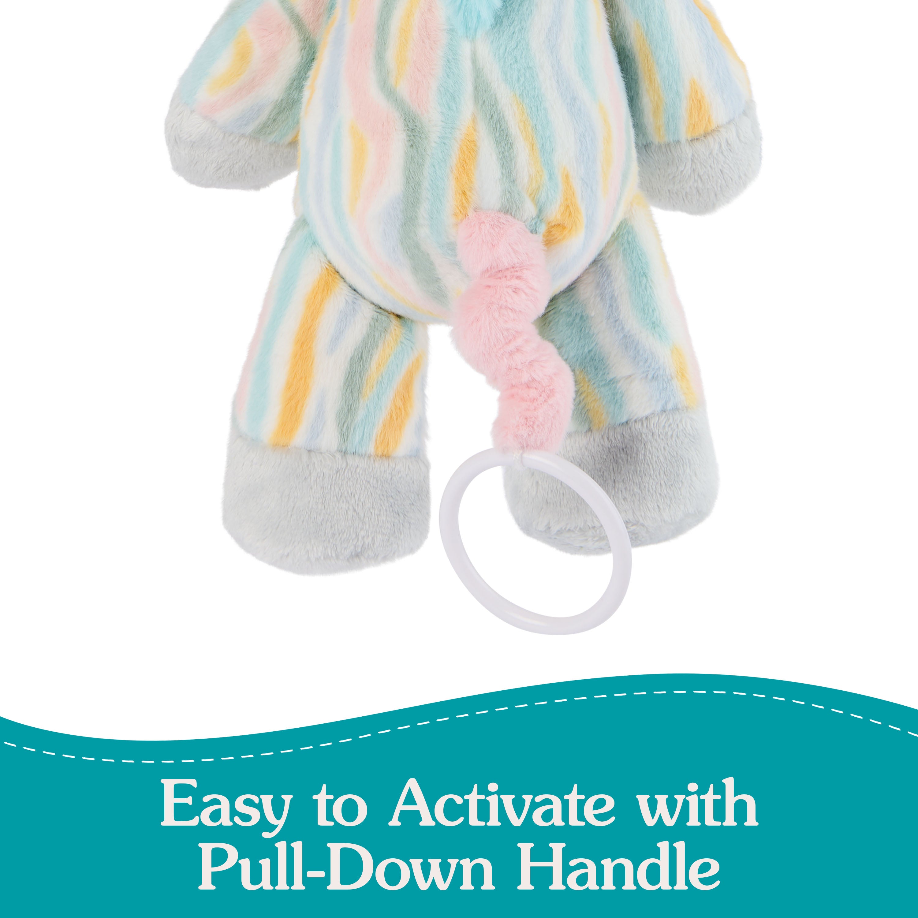Baby GUND Safari Friends Zebra Pull-Down Musical Plush, Travel Friendly Sensory Toy with Stroller Loop for Ages 0 and Up, Rainbow, 12”