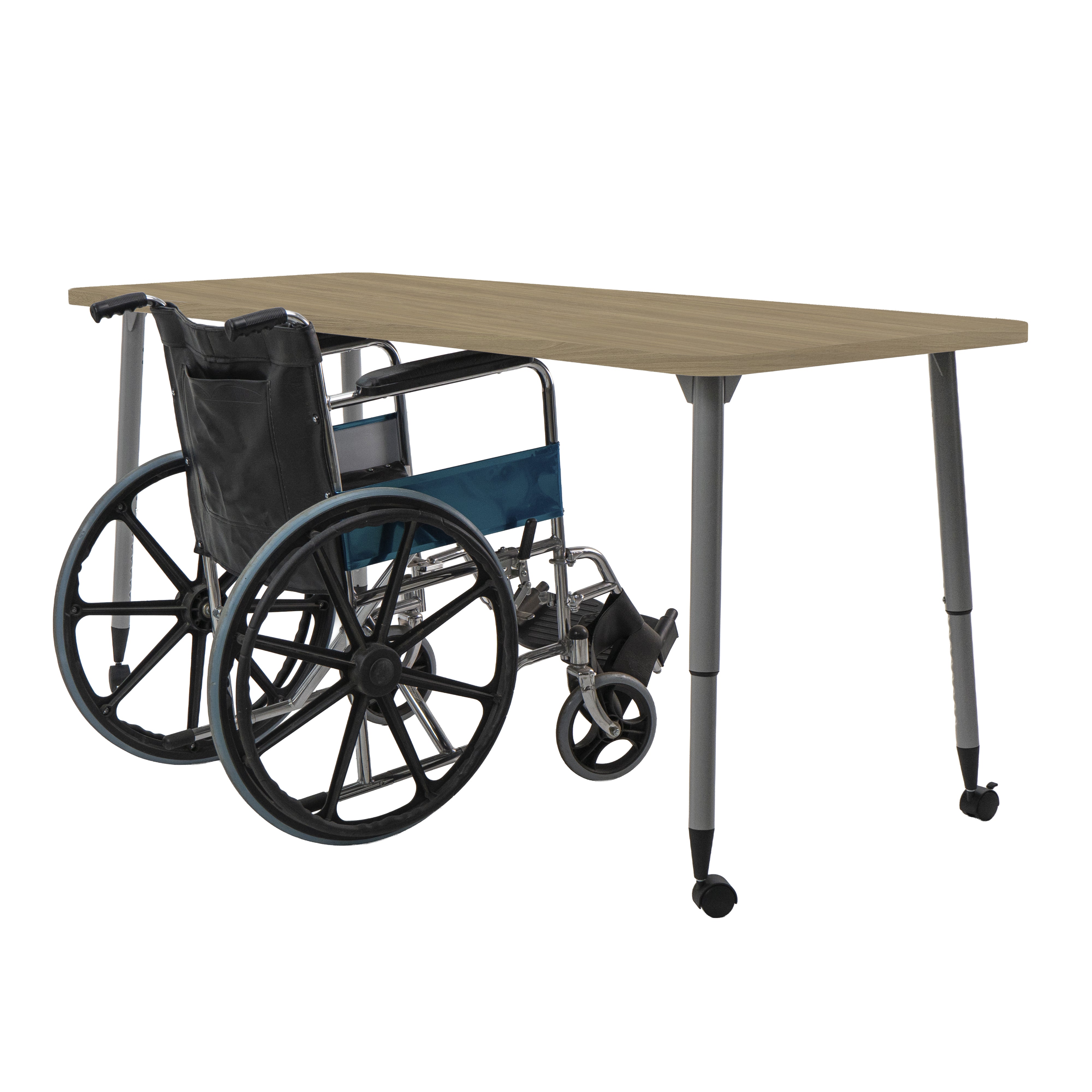 Adapte 30" x 72" Rectangle Woodgrain Activity Table with Adjustable Tapered Legs - Pasadena Oak/Silver