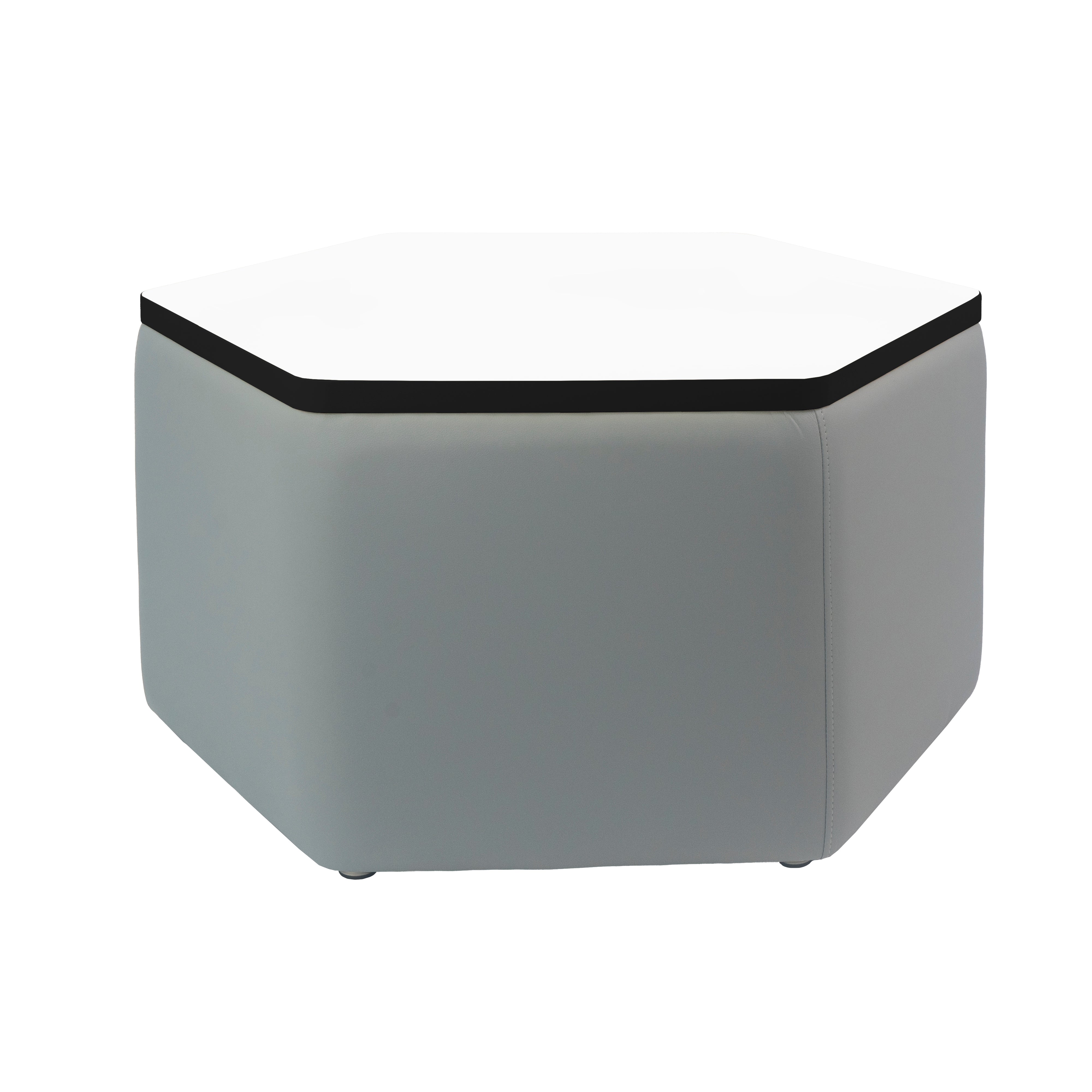 Pro Series Upholstered Hexagon Dry-Erase Ottoman Table 18" Height - Gray/Whiteboard