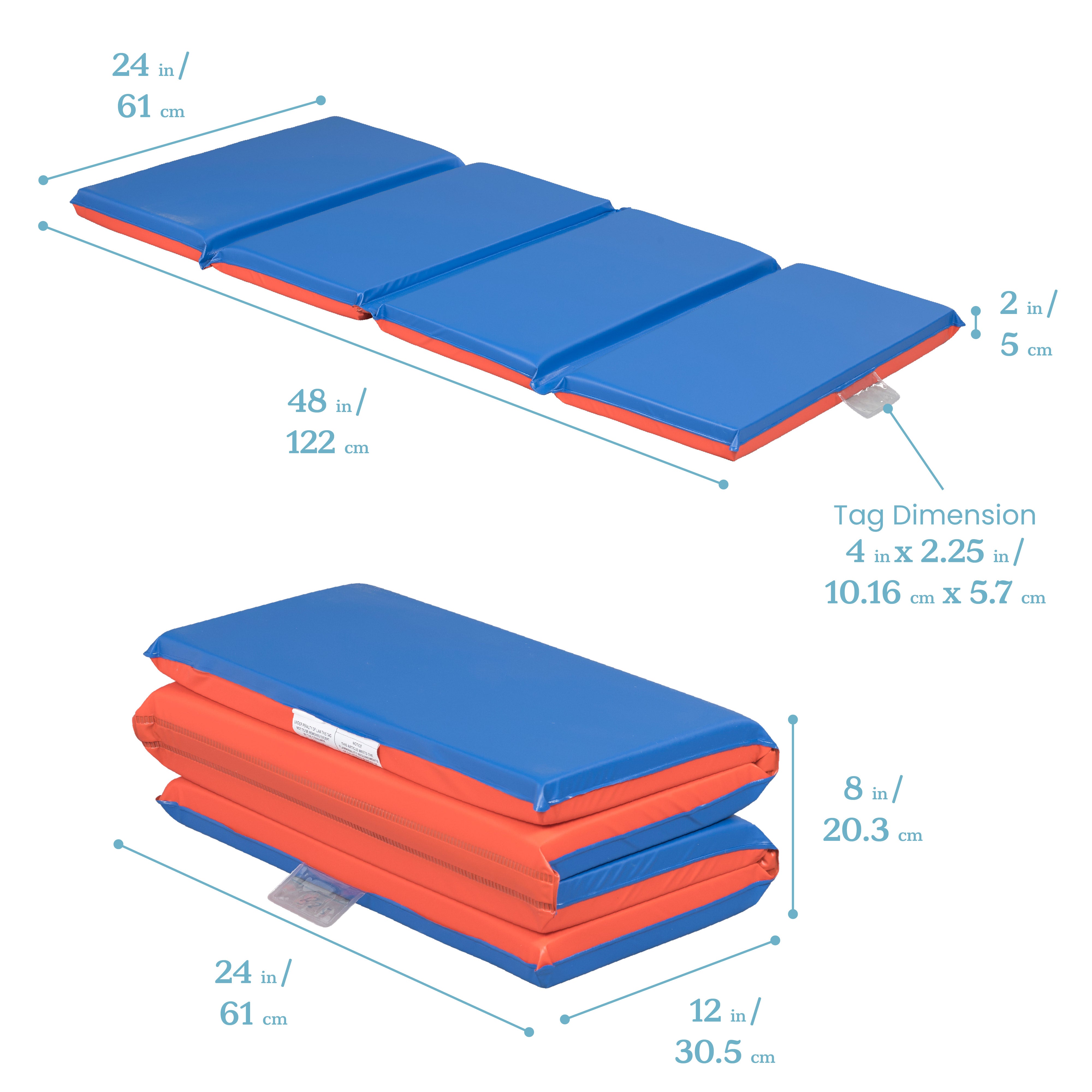 Heavy-Duty Folding Rest Mat 4-Section 2in 5-Pack - Blue/Red